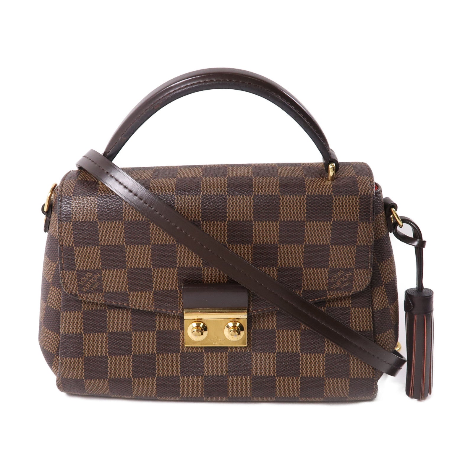 LOUIS VUITTON Damier Croisette金扣手挽肩背兩用袋啡色