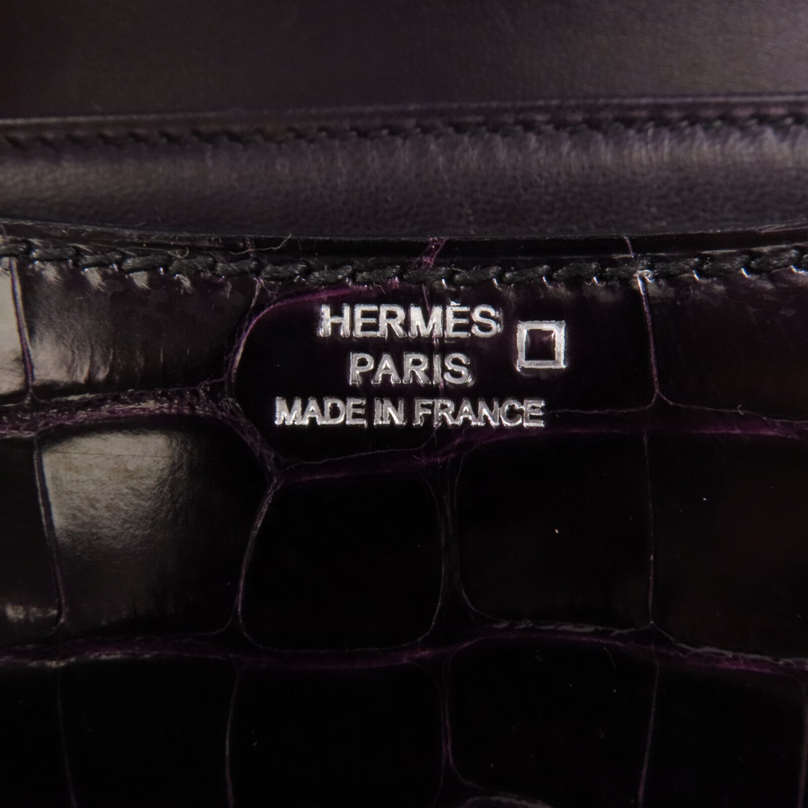 HERMES 皮革Constance Mini銀扣肩背袋Amethyst