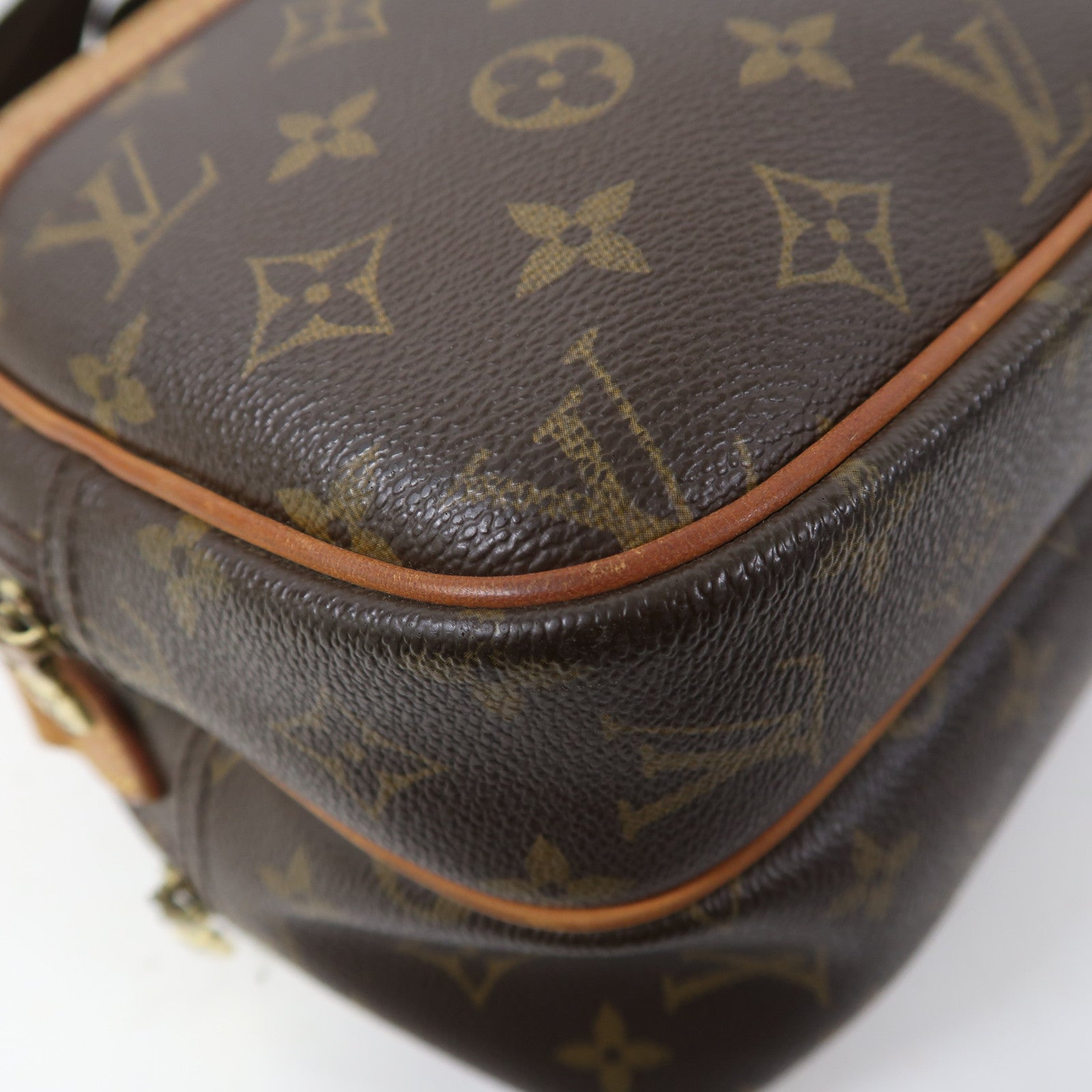 LOUIS VUITTON Monogram Reporter PM金扣肩背袋啡色