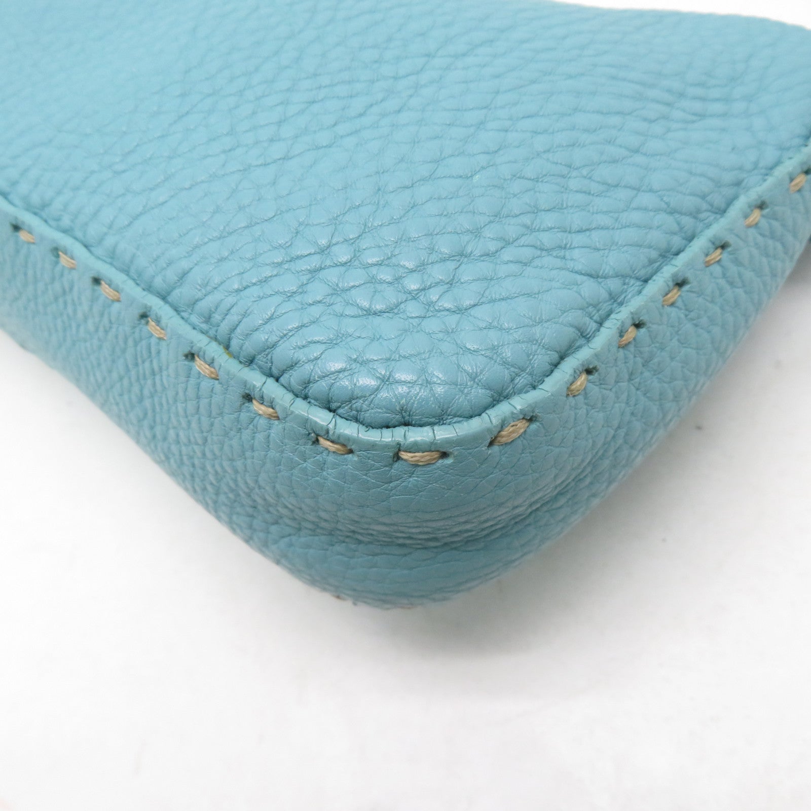 FENDI 牛皮皮革Shoulder Bag銀扣肩背袋藍色