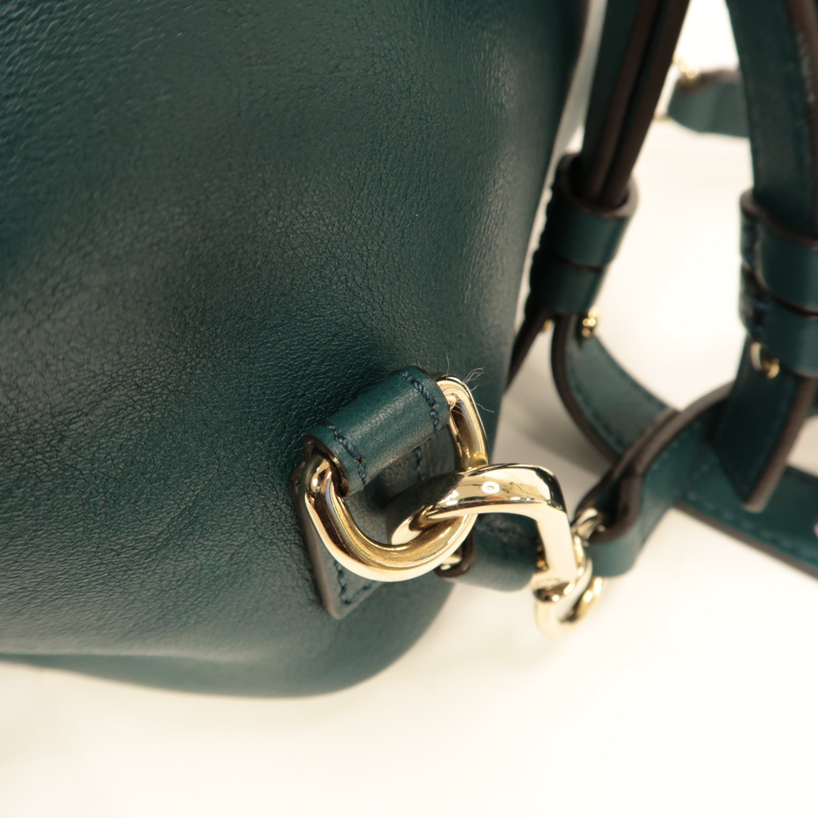 Chloe 【激減優惠】麂皮/牛皮皮革Backpack金扣背包綠色