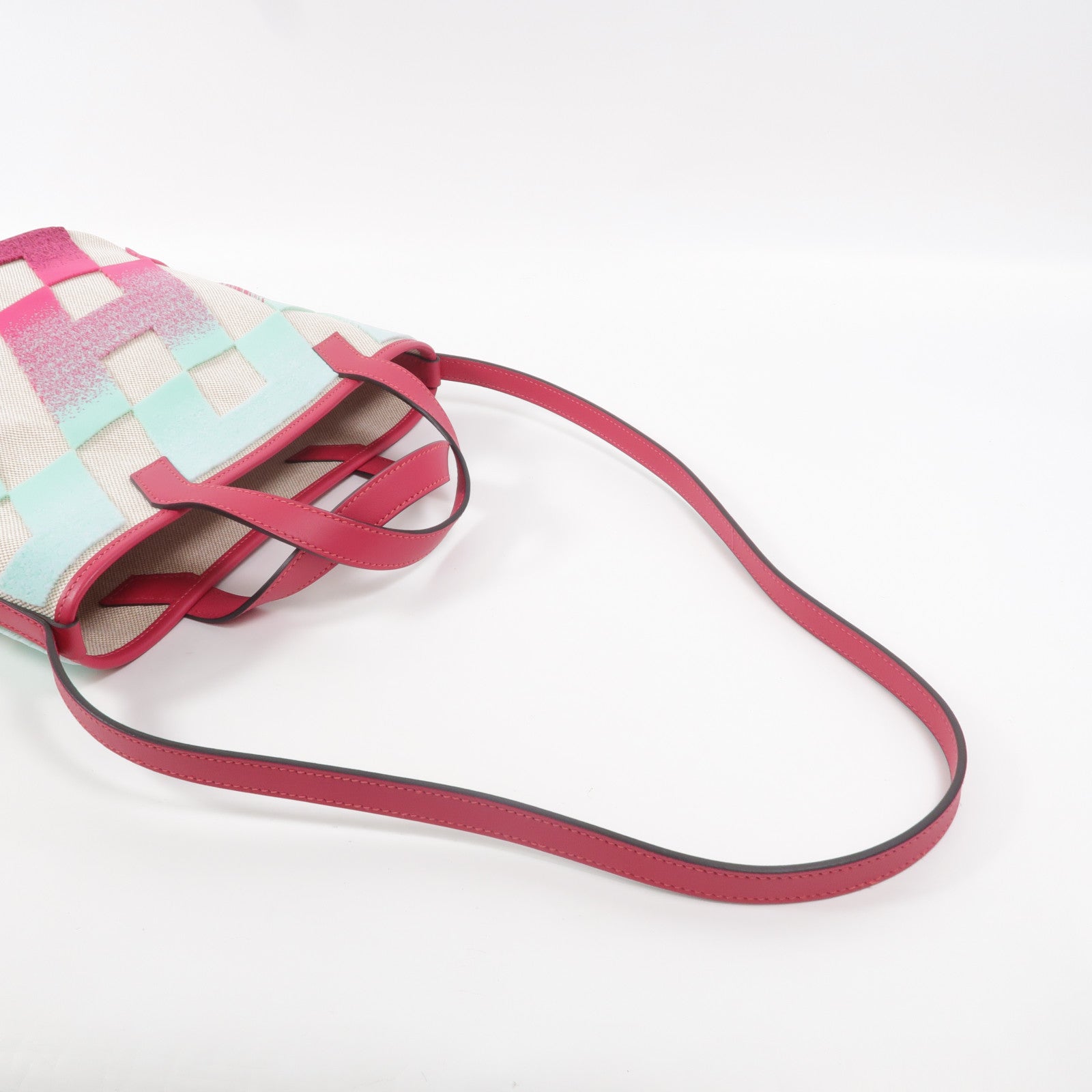 HERMES 帆布Cabas 27手挽肩背兩用袋Rose Extreme