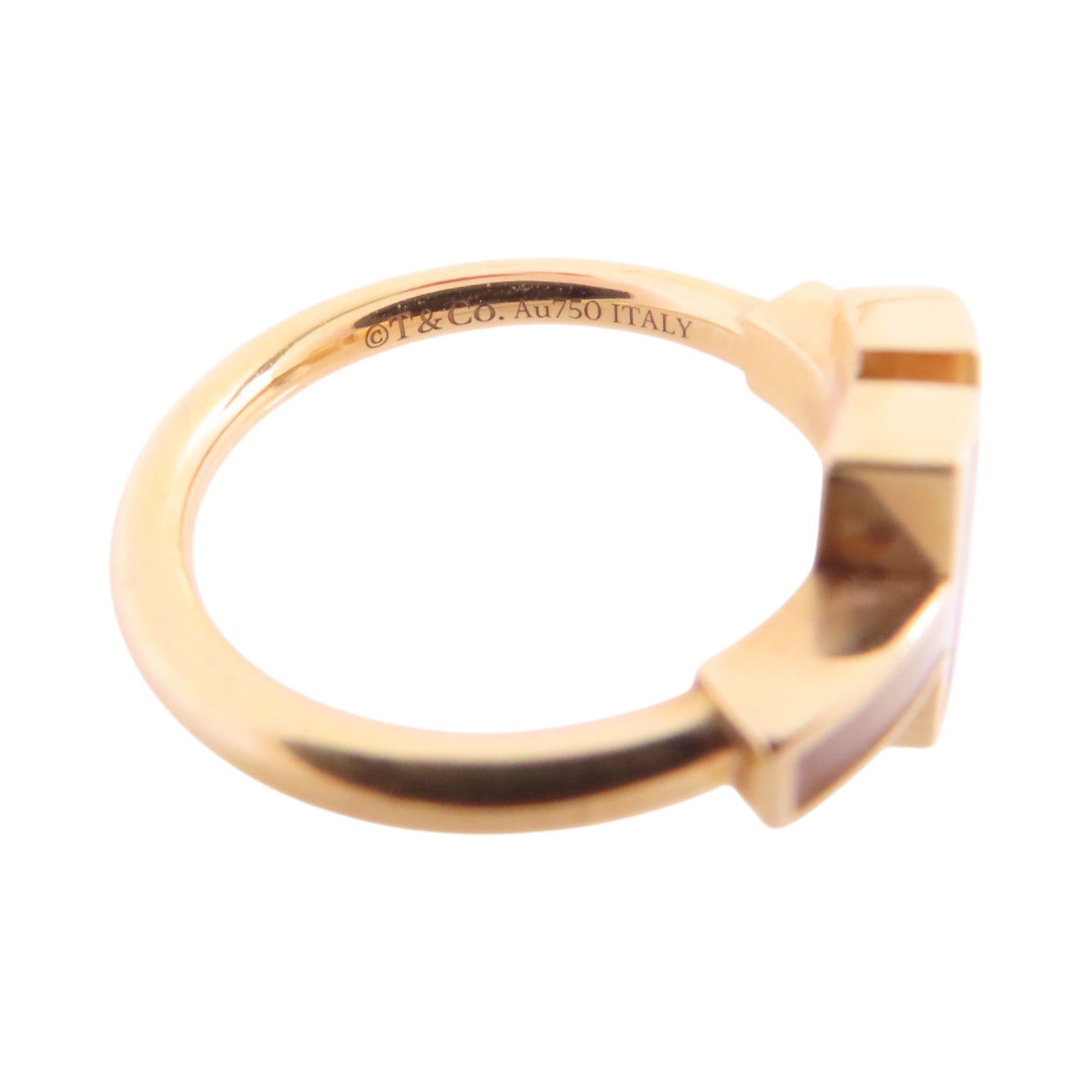 TIFFANY¡®CO T Wire Diamond Mother of Pearl Ring #3.75 18K Rose Gold