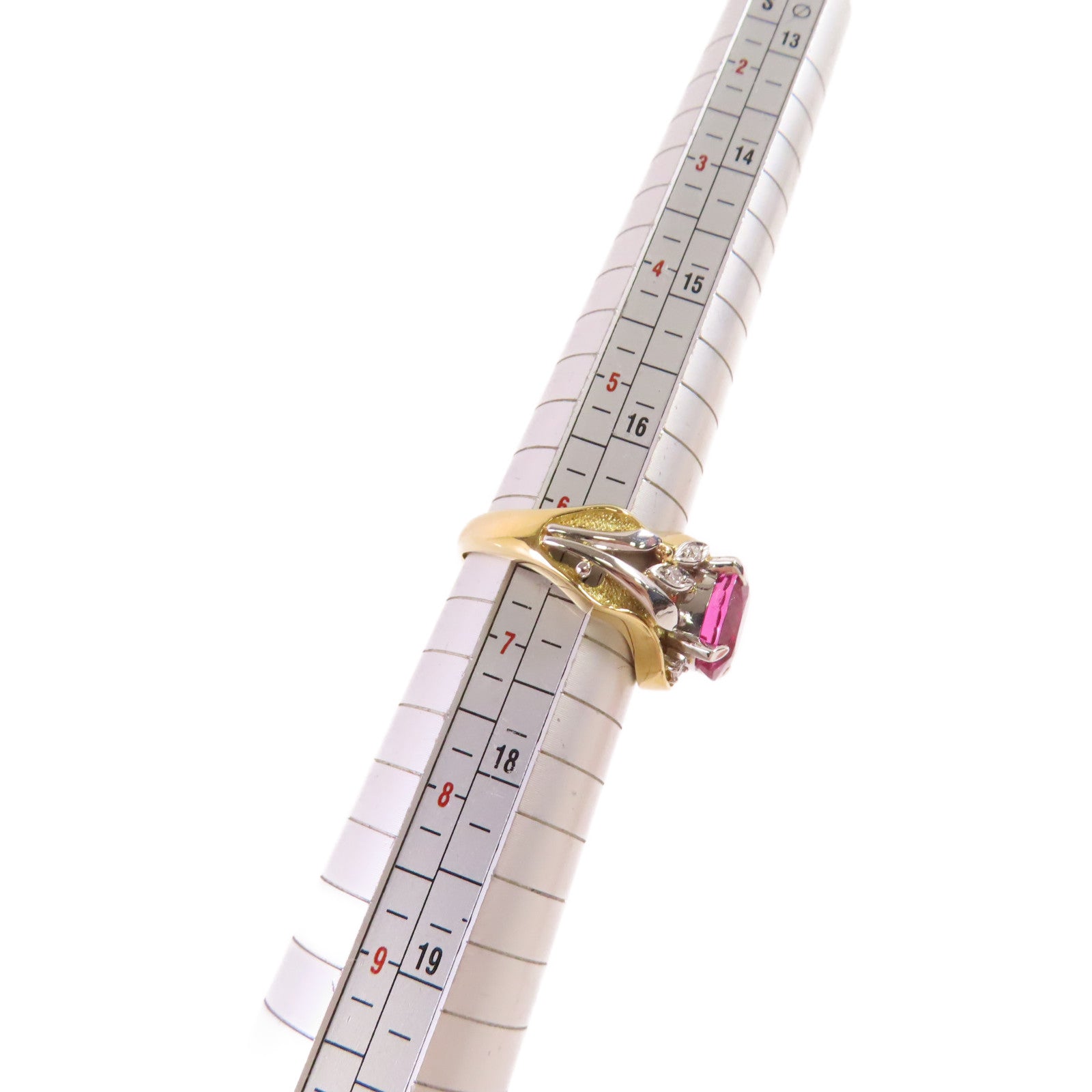 JEWELRY 【激減優惠】18K黃金/PT900鉑金/2.65ct碧壐/0.16ct鑽石戒指Tourmaline Diamond RingUS#6.25