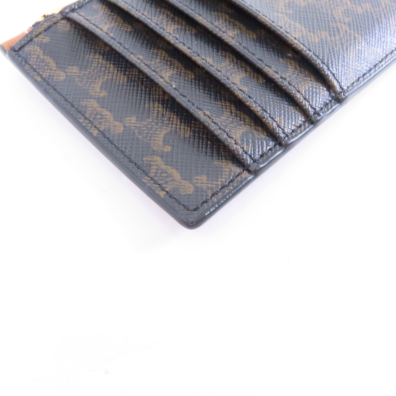 CELINE 塗層帆布Card Case金扣卡片套黑色/棕色