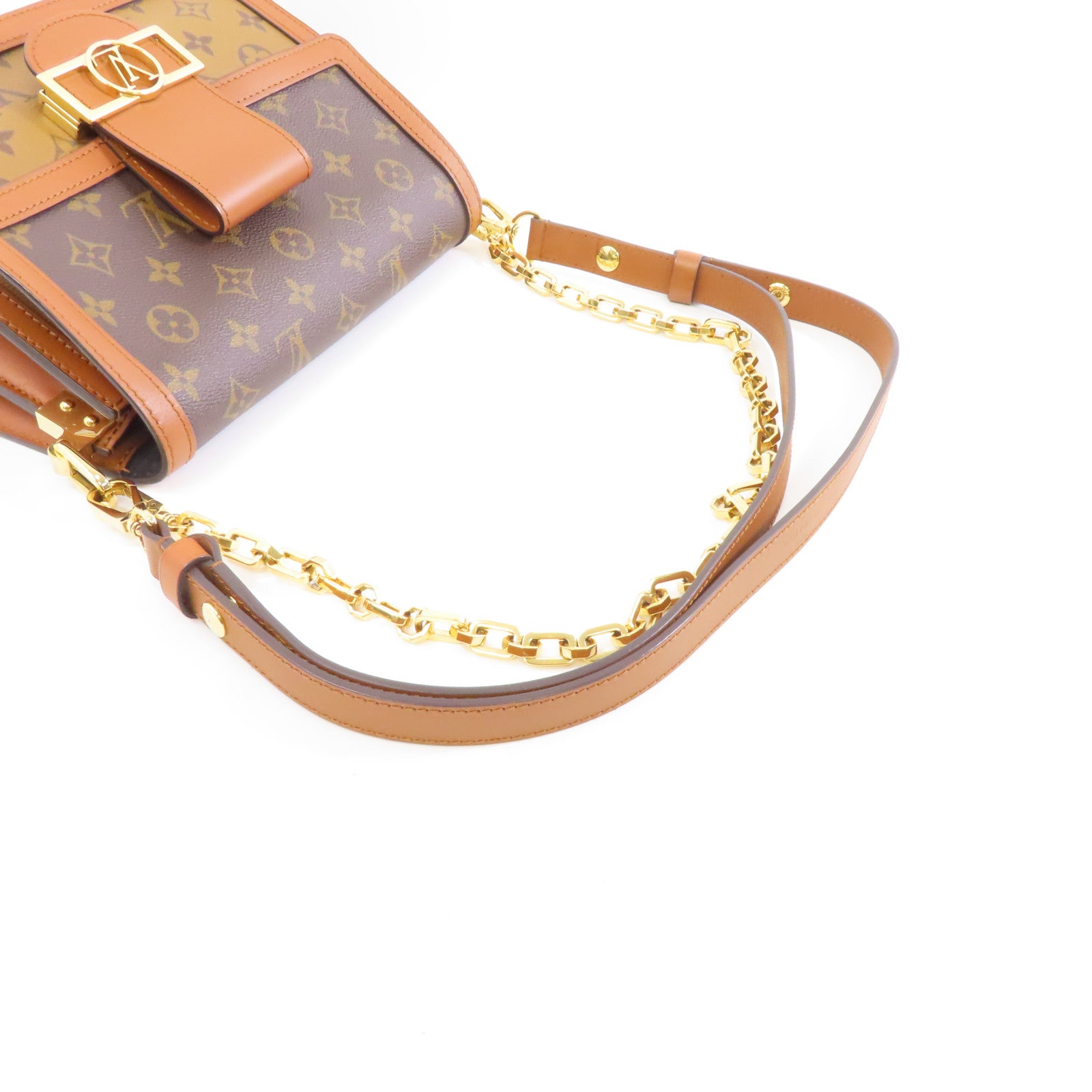 LOUIS VUITTON 【激減優惠】Monogram/Monogram Reverse Dauphine MM金扣手挽肩背兩用袋啡色