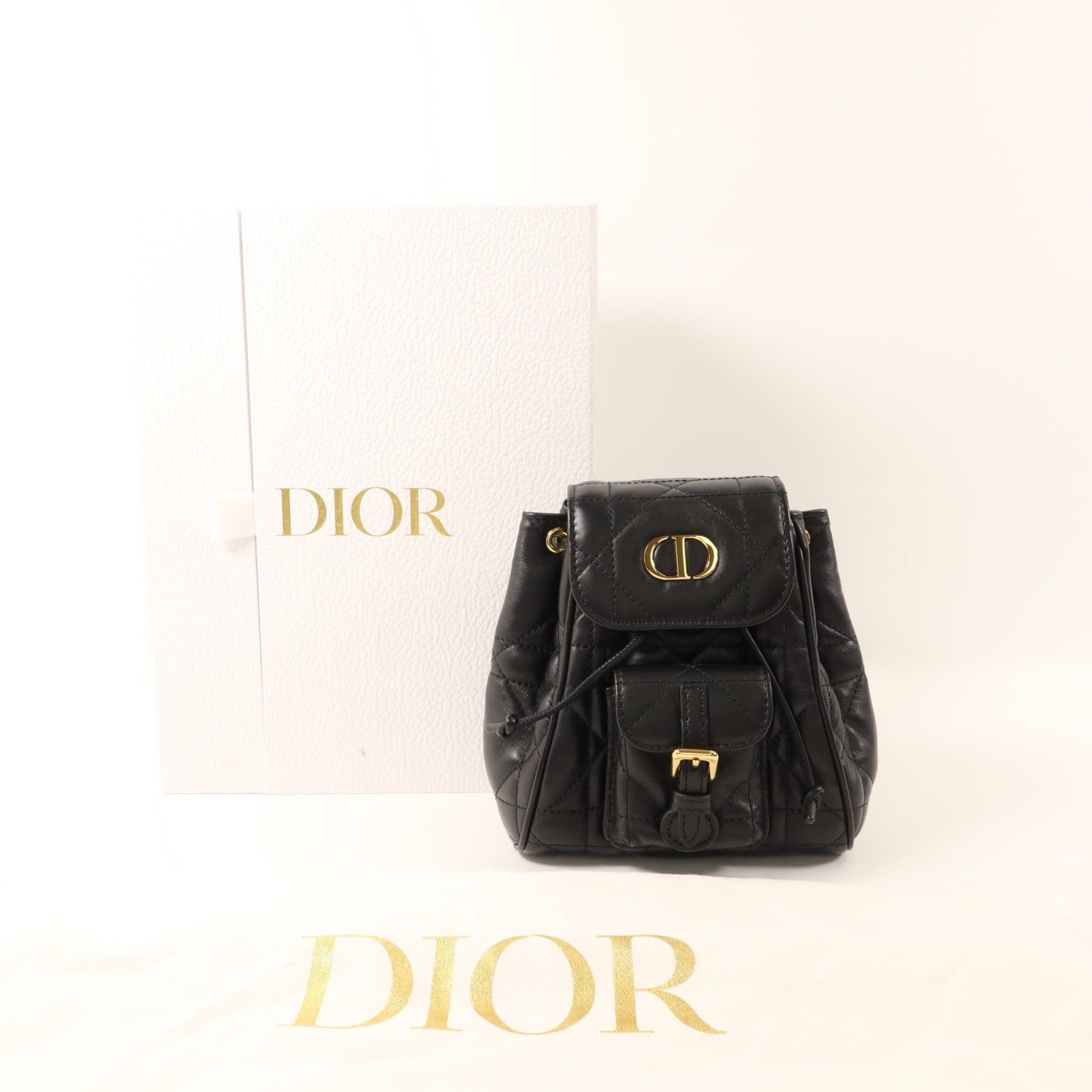 Dior 【激減優惠】羊皮皮革Caro Nano Backpack金扣背包