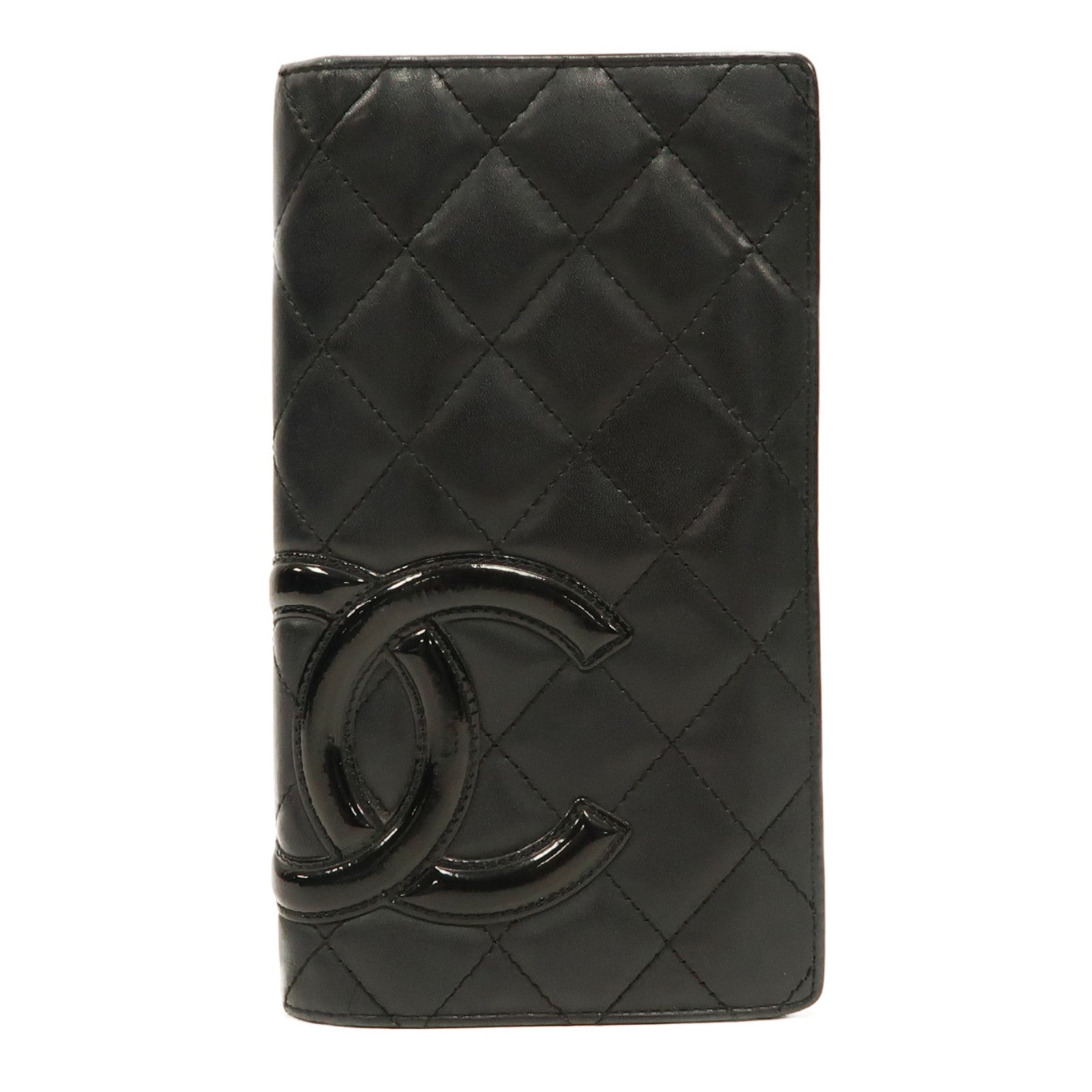 CHANEL 【激減優惠】菱格牛皮皮革Cambon Long Wallet銀扣長錢包黑色