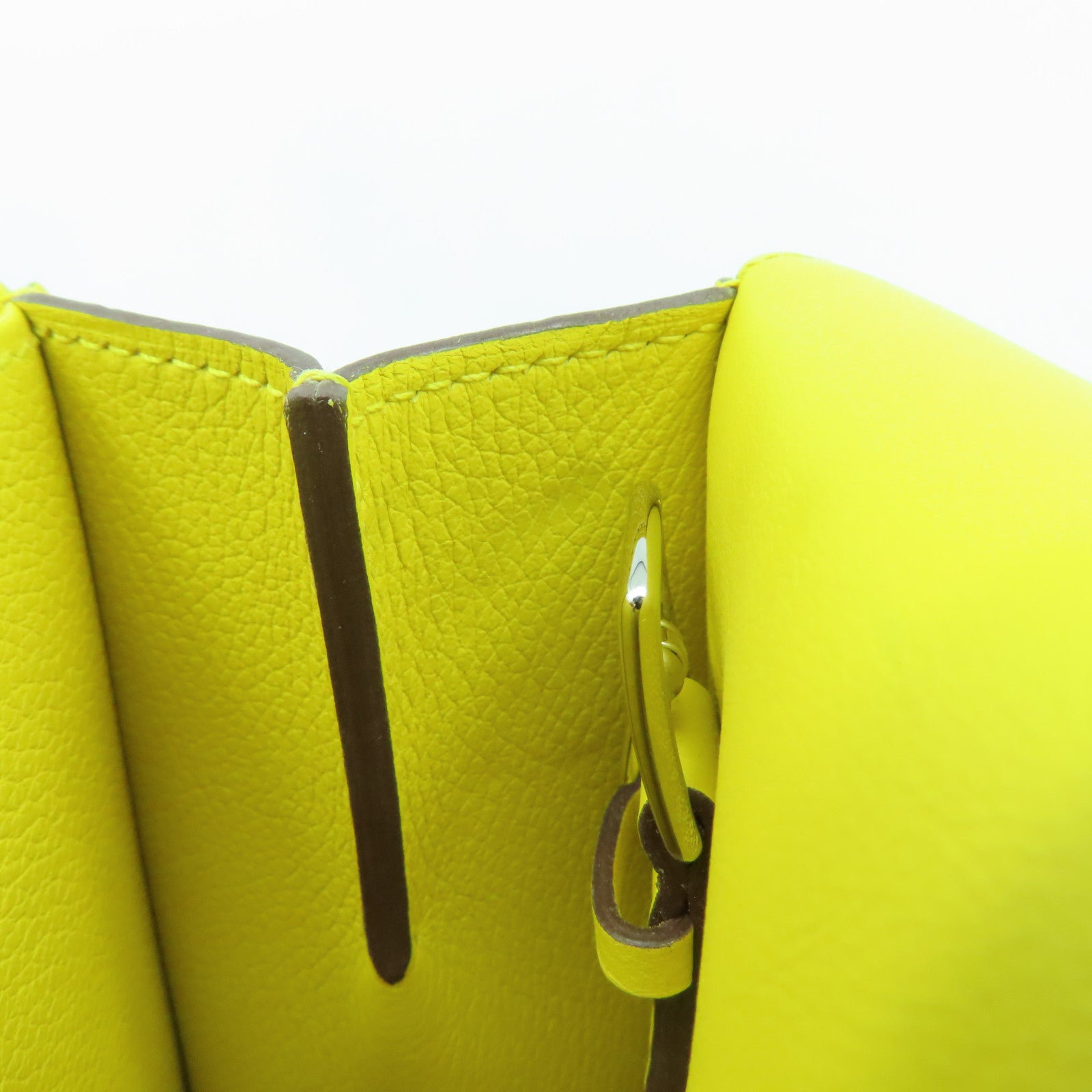 HERMES Evercolor皮革Halzan 25銀扣手挽肩背兩用袋Jaune De Naples那不勒斯黄色