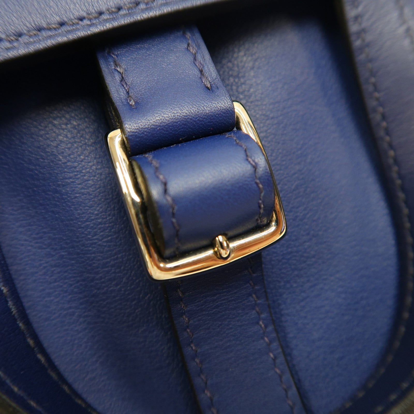 HERMES Swift皮革Mini Halzan 22銀扣手挽肩背兩用袋藍色
