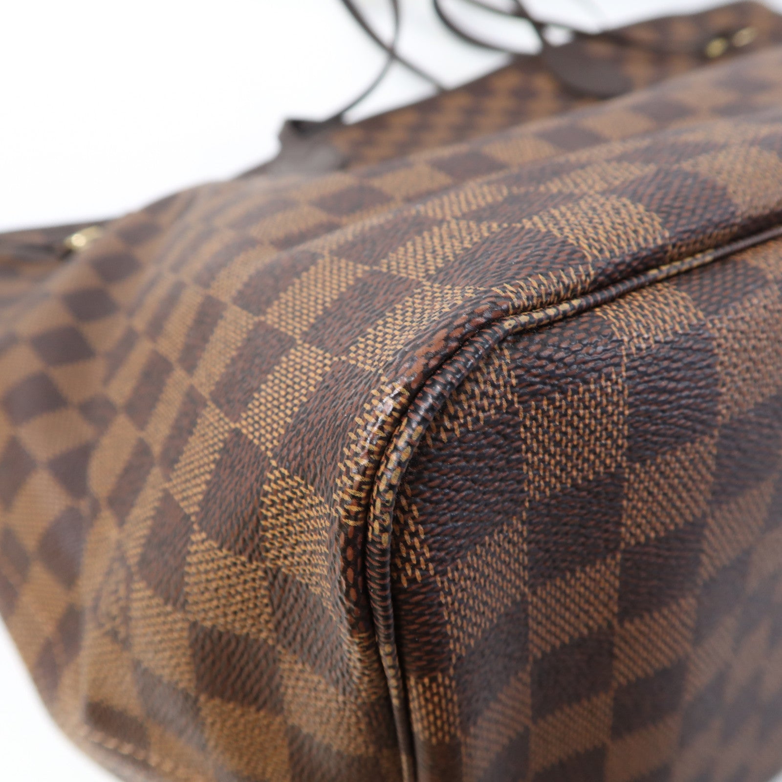 LOUIS VUITTON Damier Neverfull GM金扣手挽袋啡色