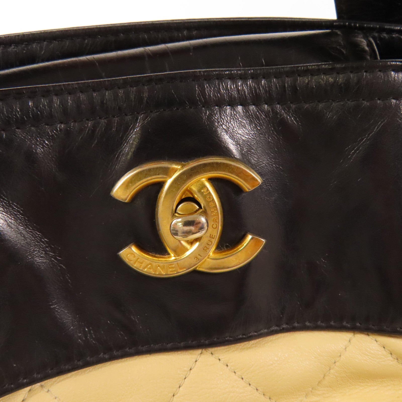 CHANEL 皮革2 Way Shoulder金扣手挽肩背兩用袋