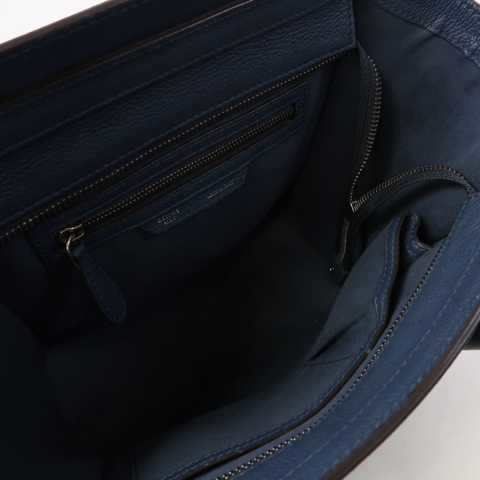 CELINE 牛皮皮革Luggage銀扣手挽袋藍色