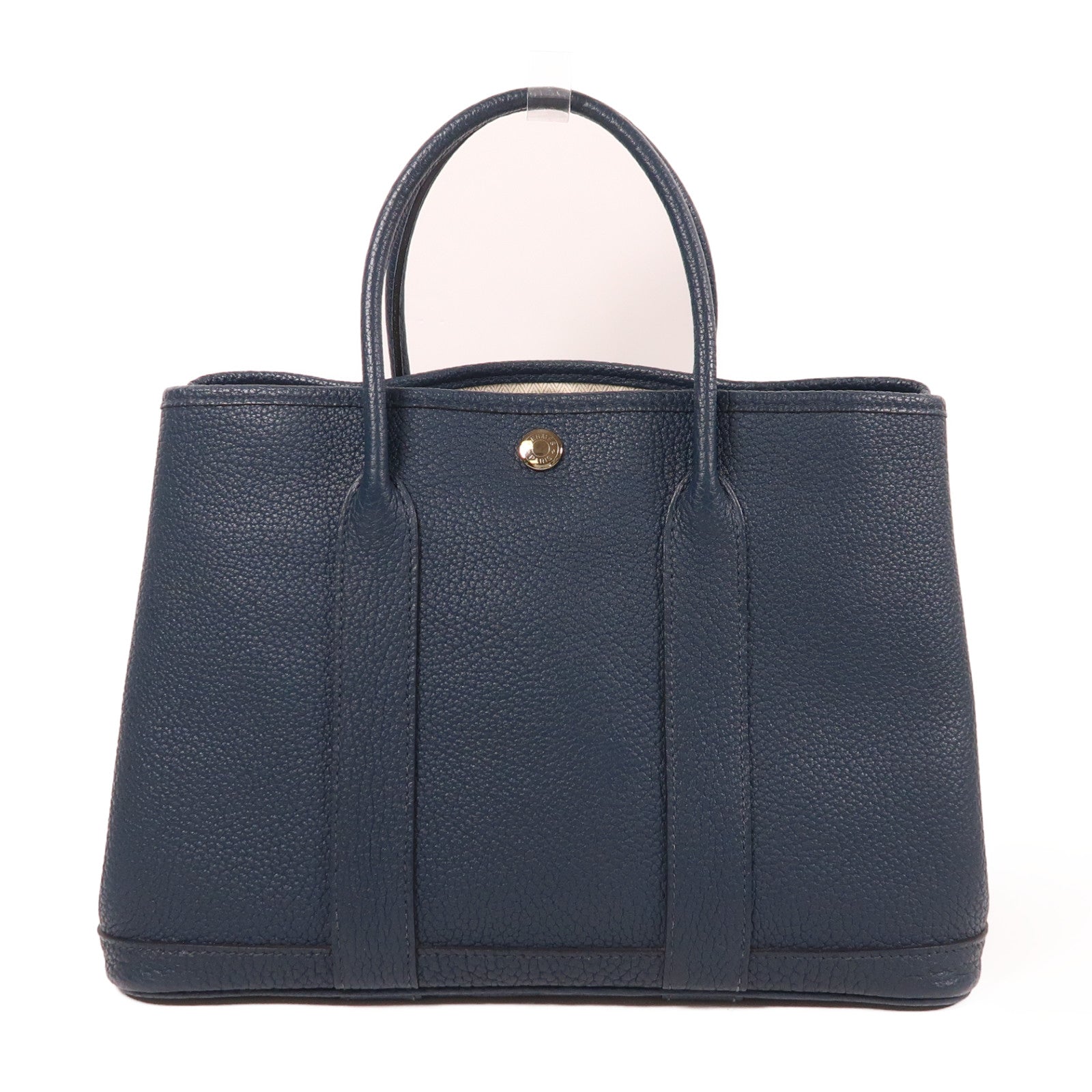 HERMES Negonda皮革Garden Party TPM銀扣手挽袋Bleu De Prusse
