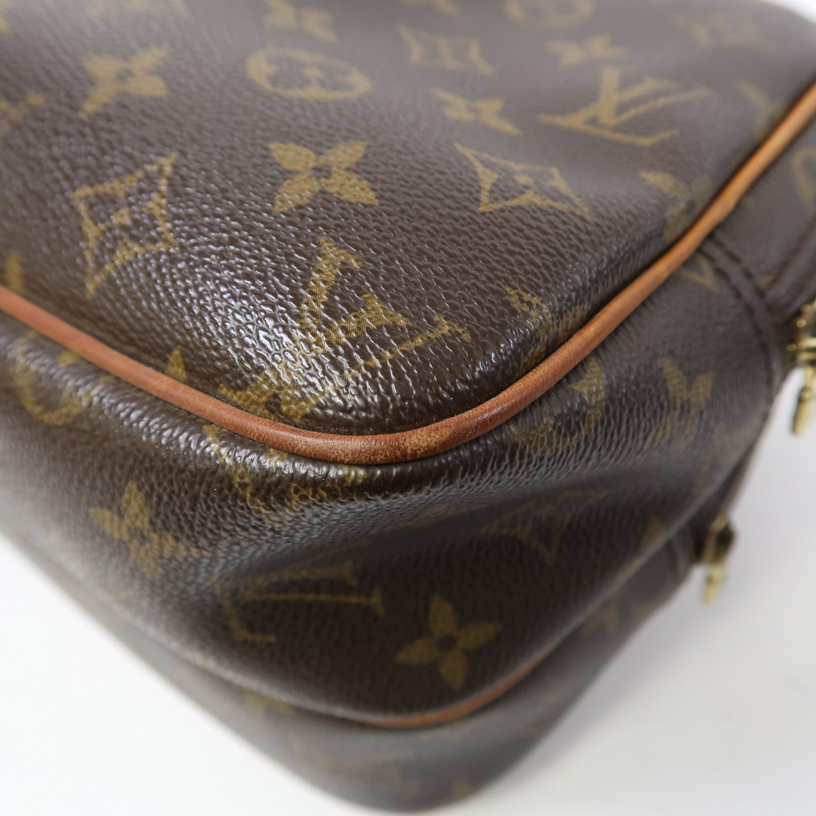 LOUIS VUITTON Monogram Reporter PM金扣肩背袋啡色