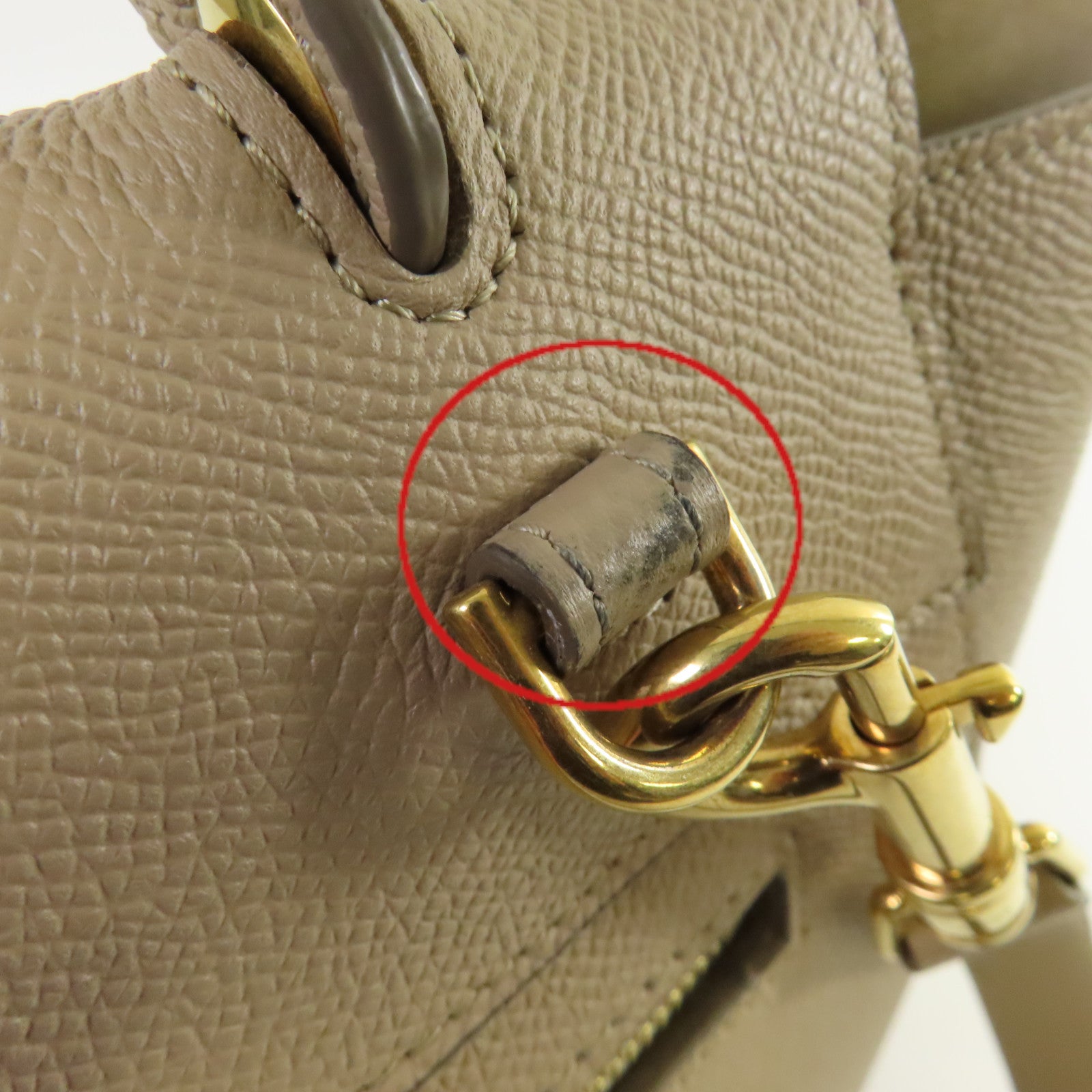 CELINE 牛皮皮革Micro Belt Bag 2Way Shoulder Bag金扣手挽肩背兩用袋杏色