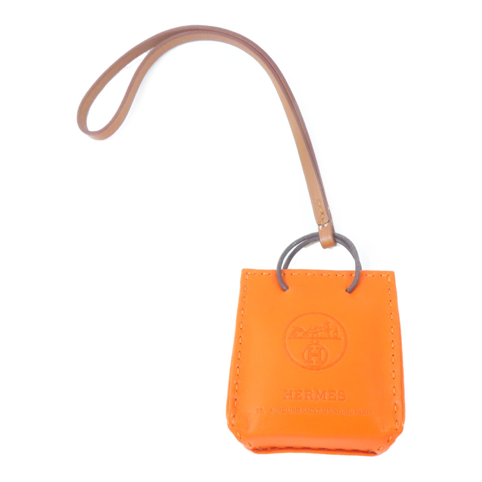 HERMES Swift皮革Charm掛飾橙色