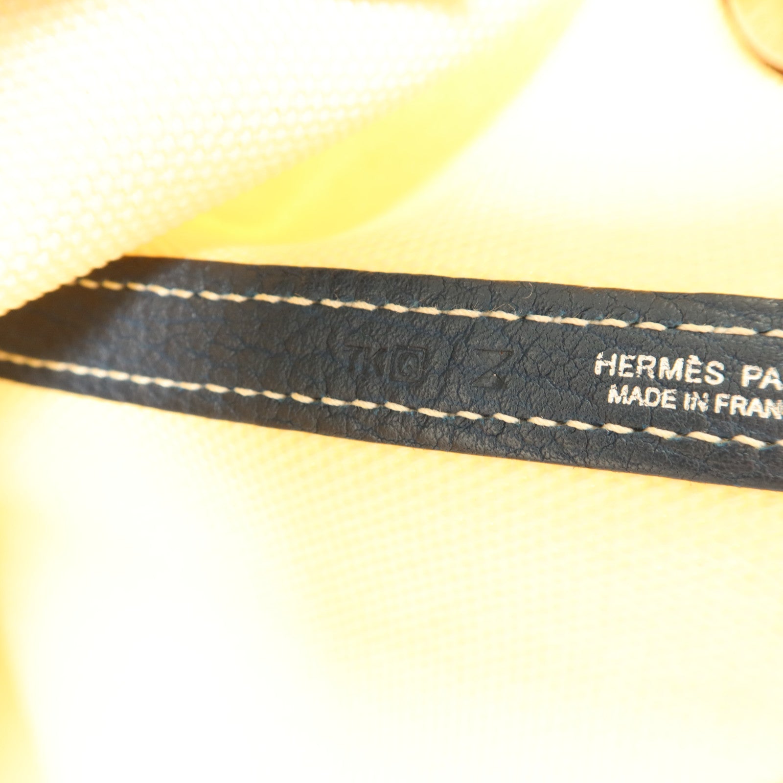 HERMES 帆布Garden Party PM銀扣手挽袋Blanc