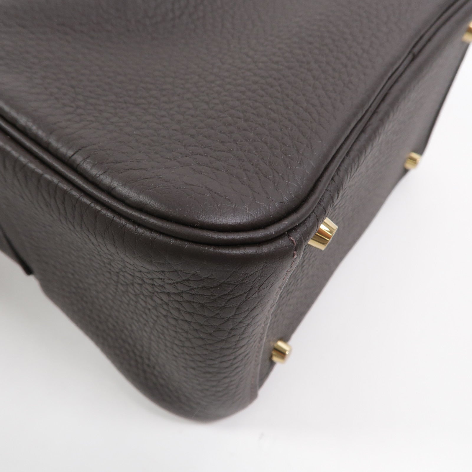 HERMES Clemence皮革Mini Lindy金扣手挽肩背兩用袋Bai Brun