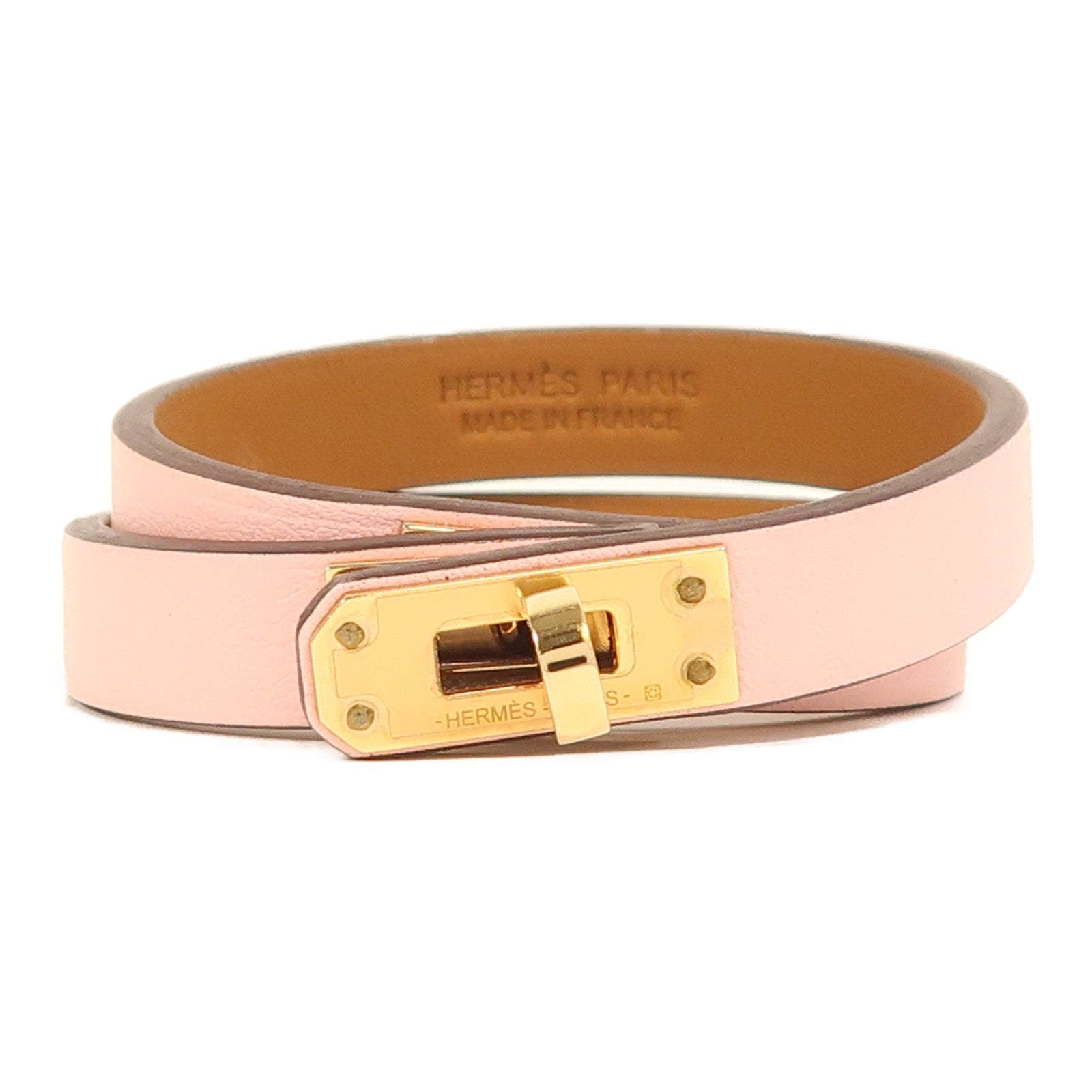 HERMES 【激減優惠】Swift皮革Mini Kelly Double Tour手鐲Rose Sakura