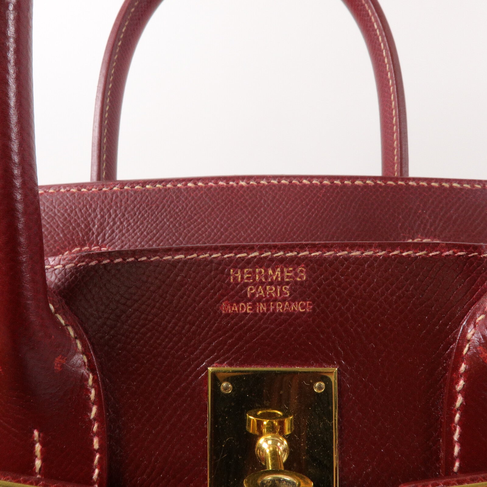 HERMES Epsom皮革Birkin 30手挽袋Rouge H