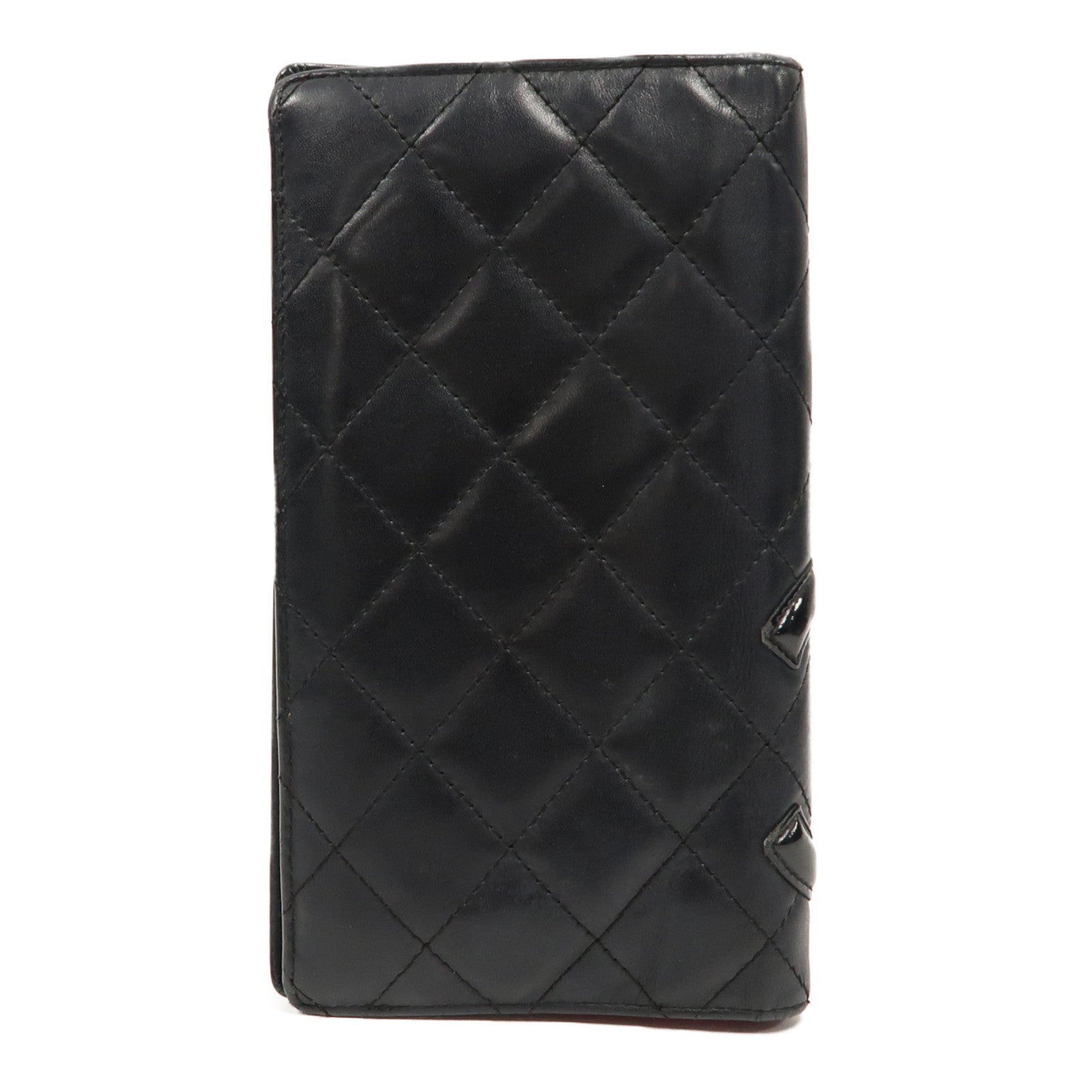 CHANEL 【激減優惠】菱格牛皮皮革Cambon Long Wallet銀扣長錢包黑色