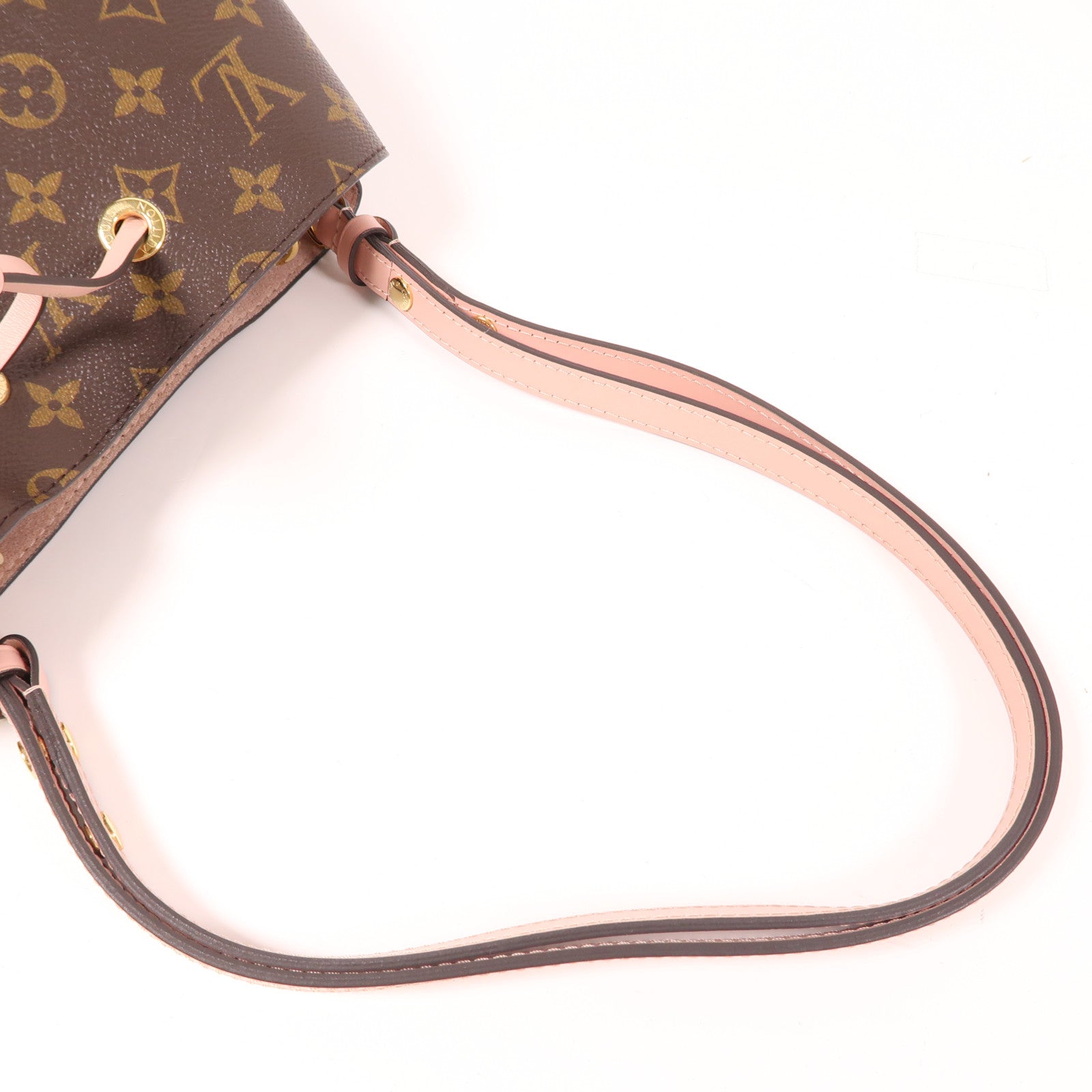 LOUIS VUITTON Monogram NeoNoe MM金扣肩背袋棕色/粉紅色