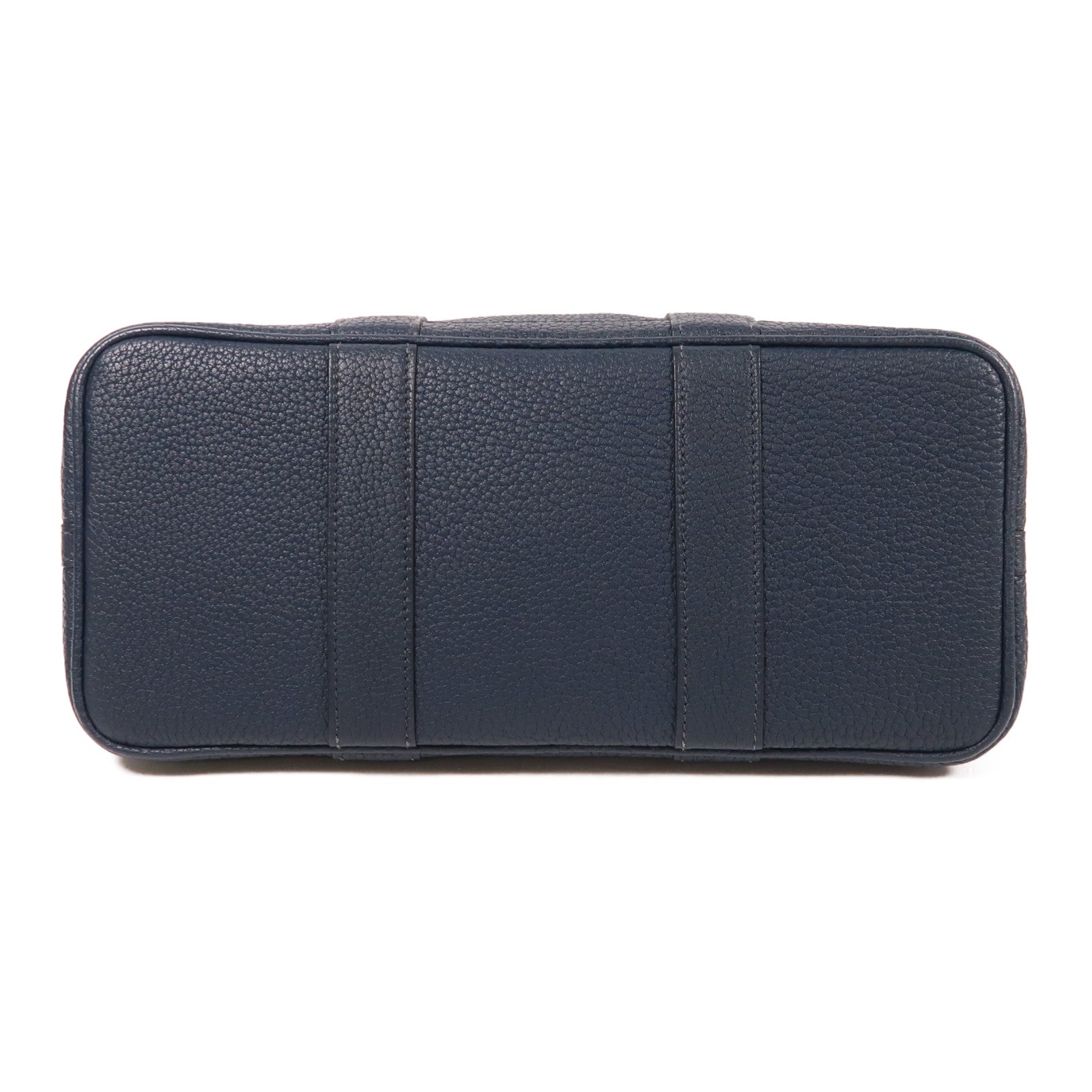 HERMES Negonda皮革Garden Party TPM銀扣手挽袋Bleu De Prusse