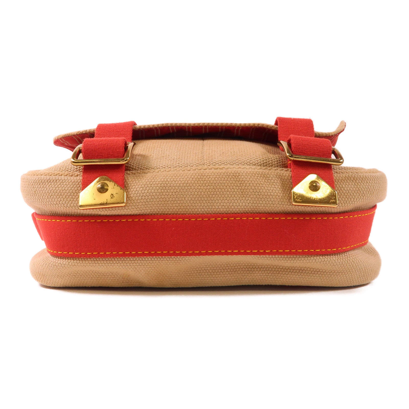 LOUIS VUITTON 帆布Antigua Besace PM金扣肩背袋