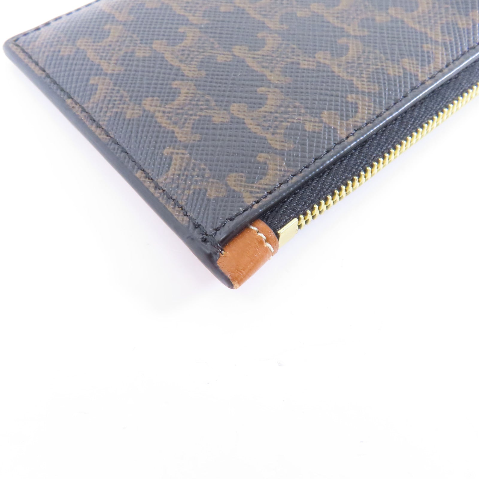 CELINE 塗層帆布Card Case金扣卡片套黑色/棕色