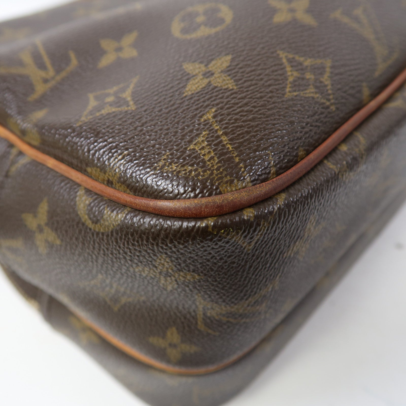 LOUIS VUITTON Monogram Reporter PM金扣肩背袋啡色