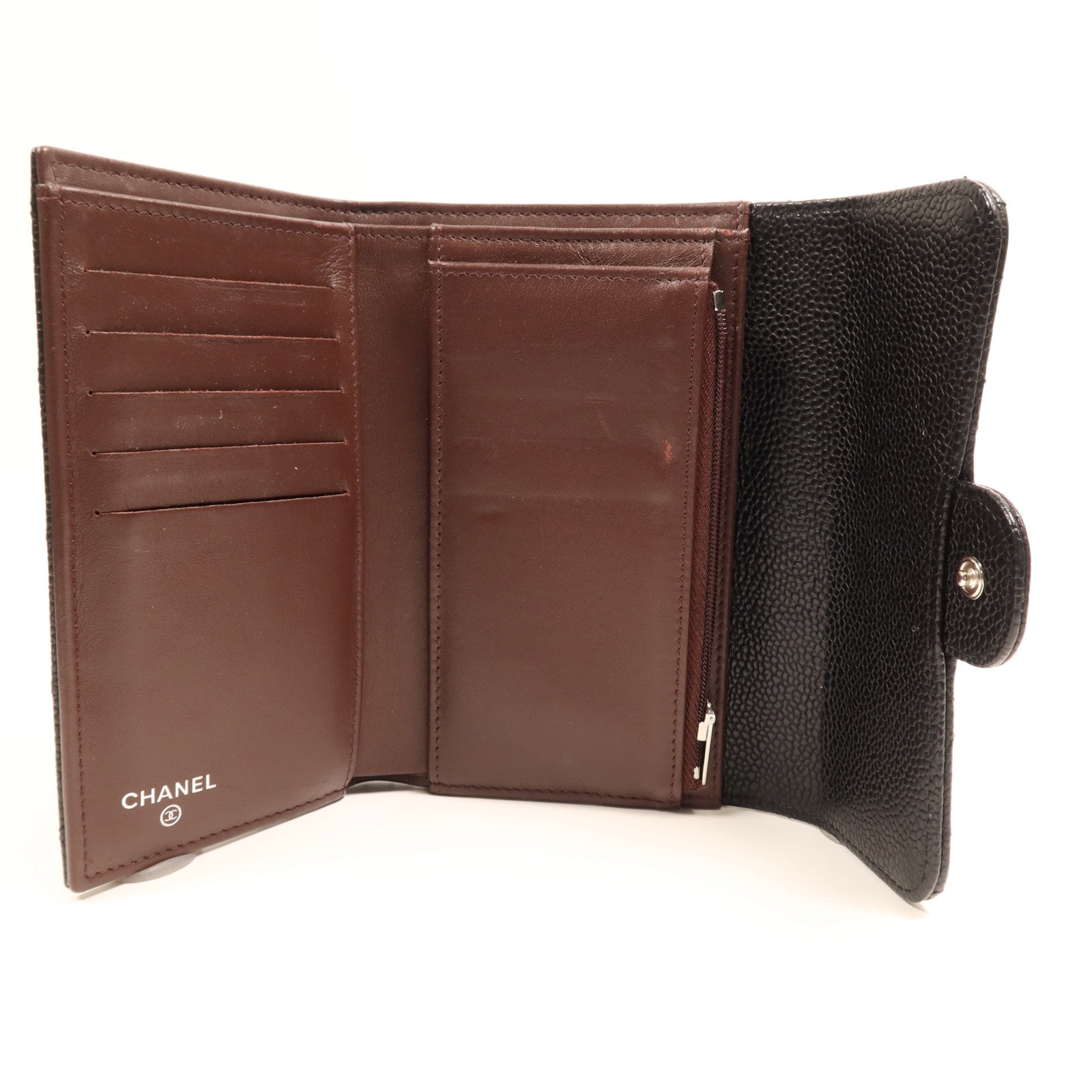 CHANEL 牛皮皮革Medium Wallet銀扣錢包