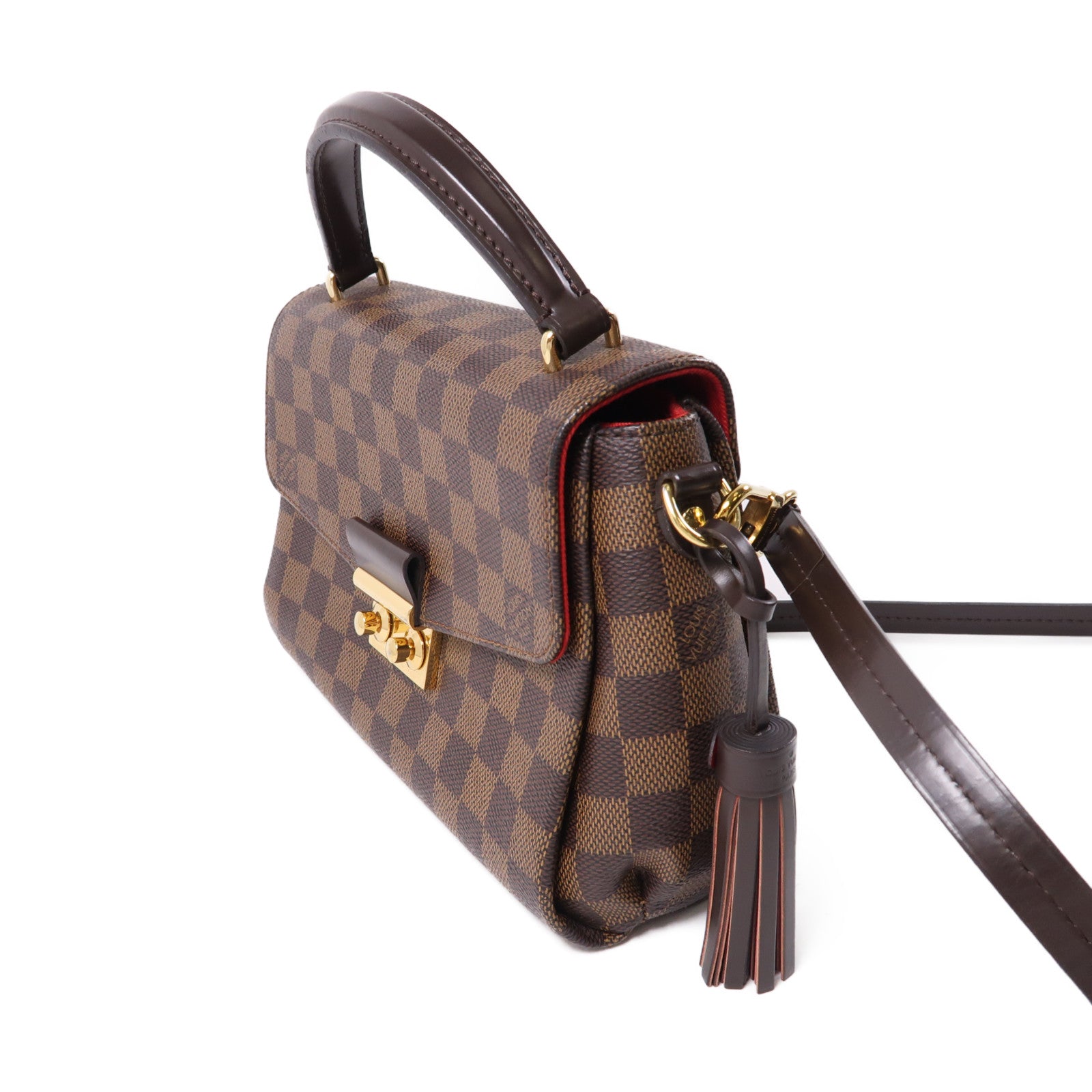 LOUIS VUITTON Damier Croisette金扣手挽肩背兩用袋啡色