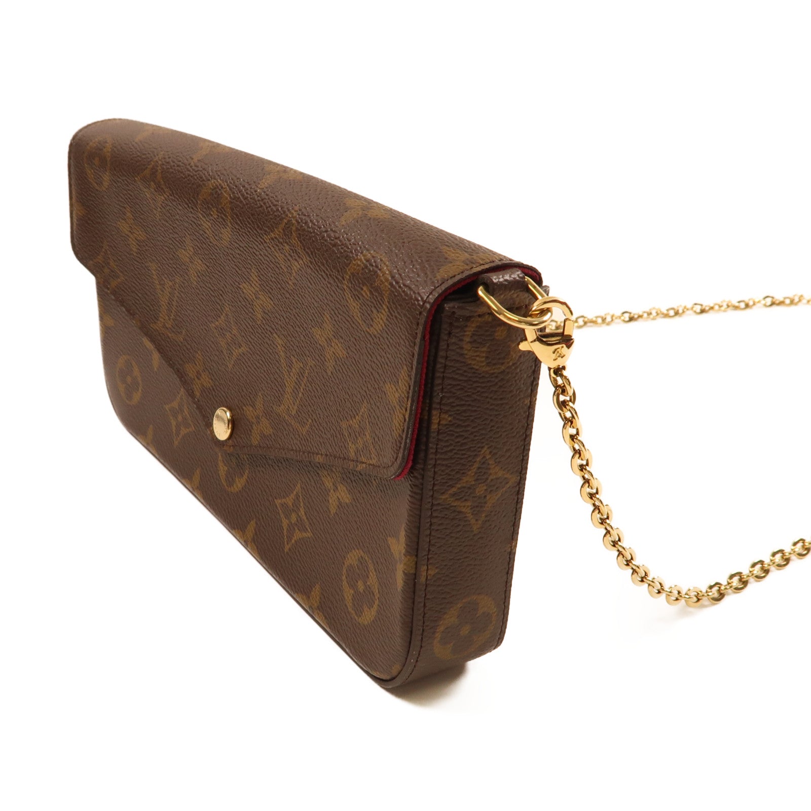 LOUIS VUITTON Monogram Pochette Felicie金扣鏈帶肩背袋啡色