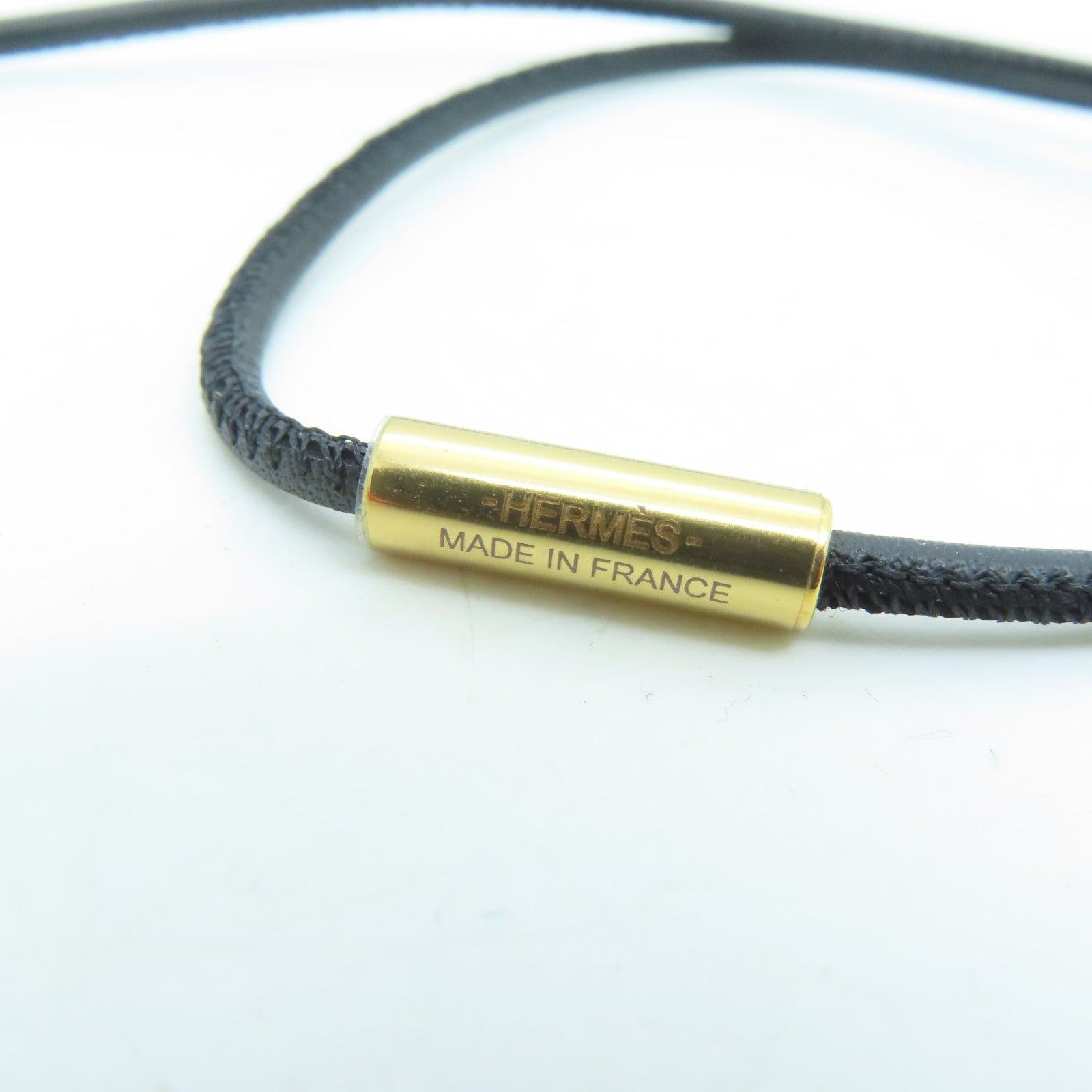 HERMES 【激減優惠精選】Swift皮革/金屬As De Coeur Necklace項鍊黑色金色