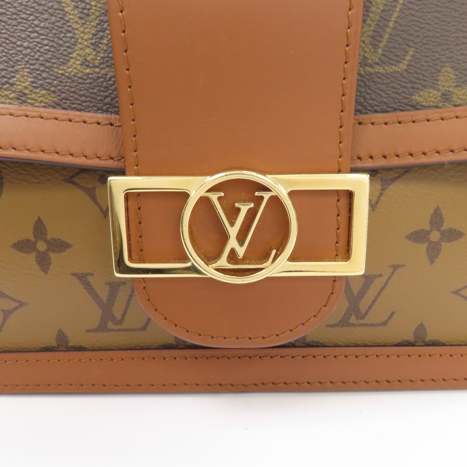 LOUIS VUITTON 【激減優惠】Monogram/Monogram Reverse Dauphine MM金扣手挽肩背兩用袋啡色