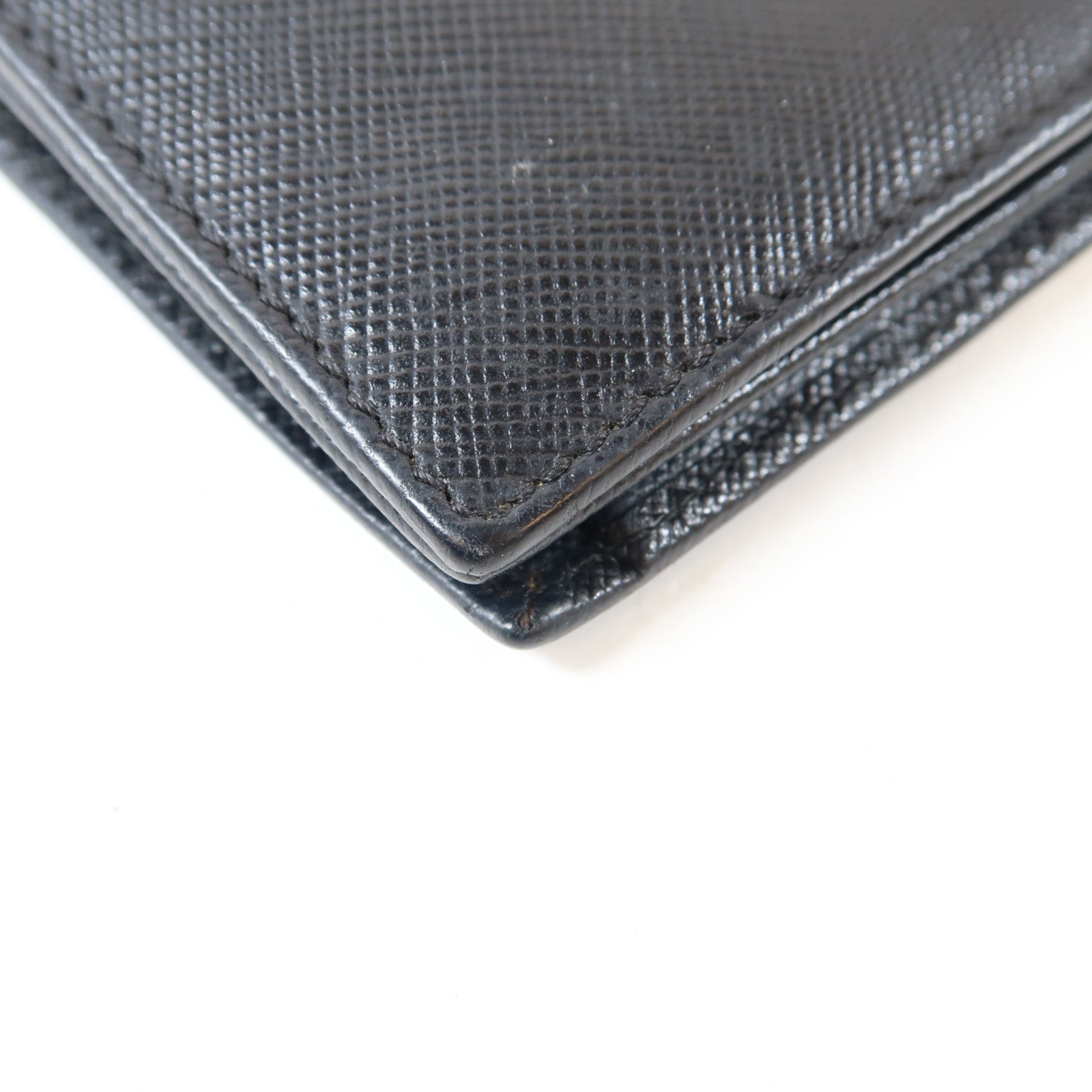 PRADA Saffiano皮革Wallet銀扣錢包黑色