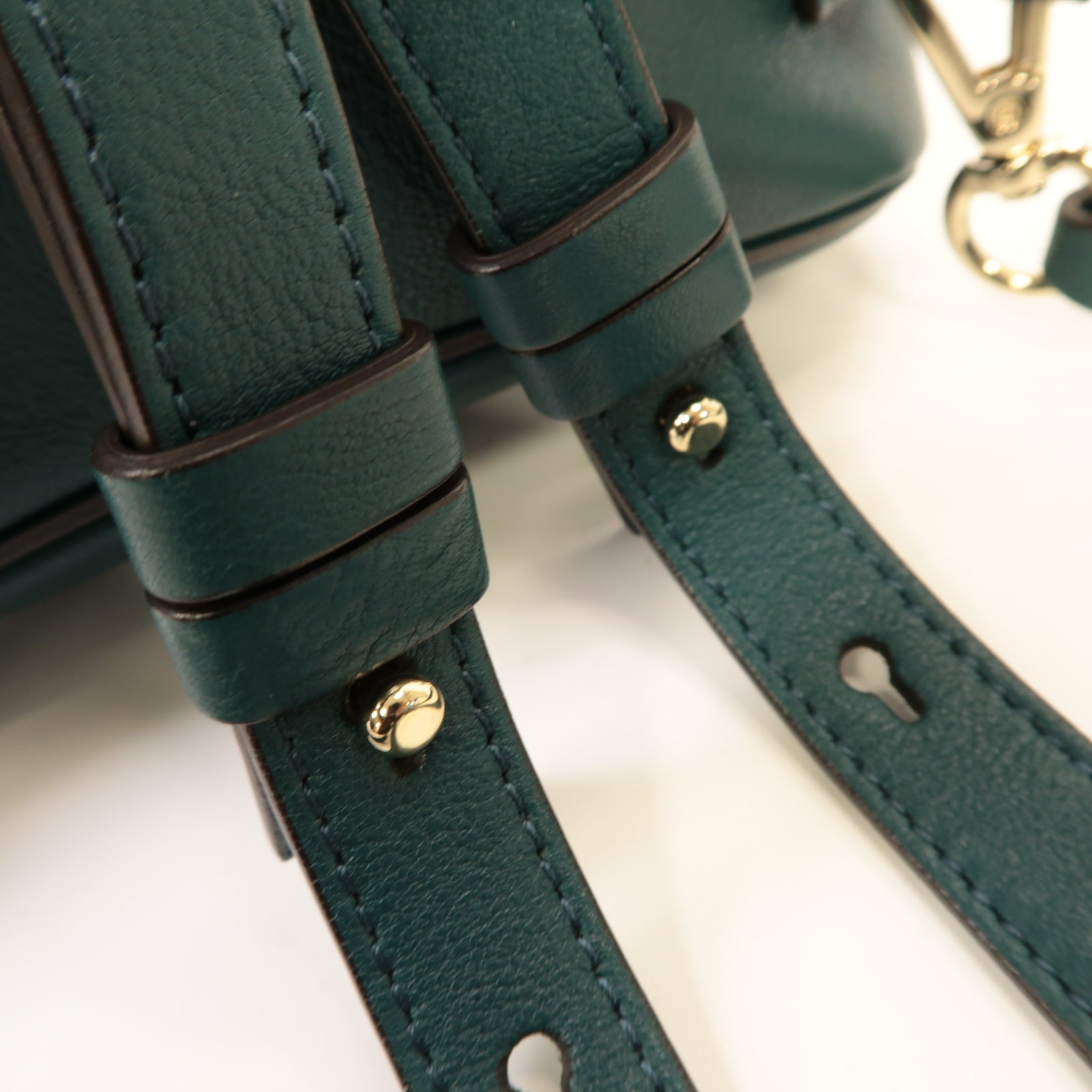 Chloe 【激減優惠】麂皮/牛皮皮革Backpack金扣背包綠色