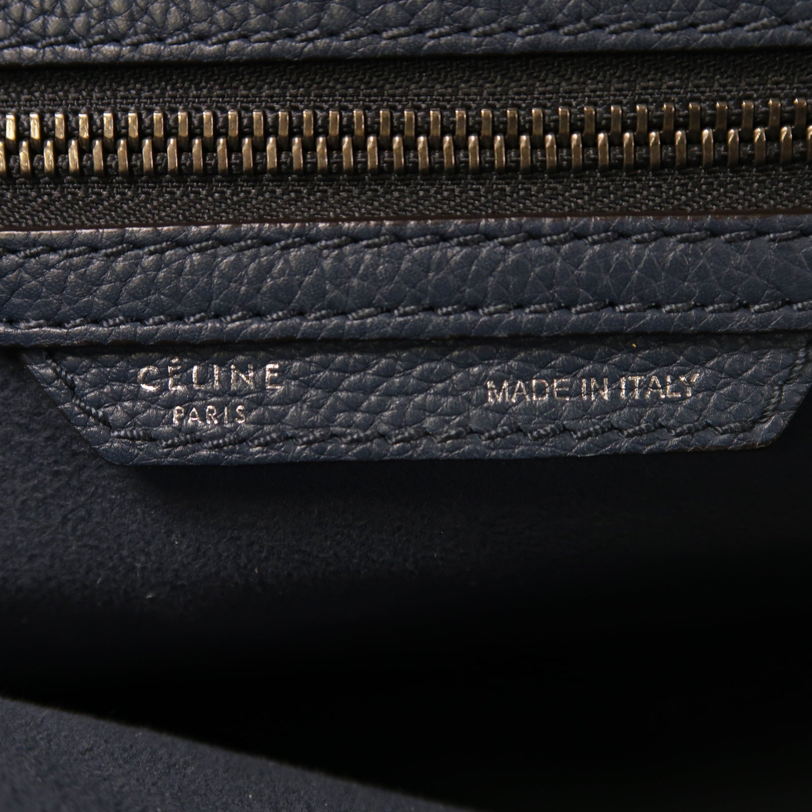 CELINE 牛皮皮革Luggage銀扣手挽袋藍色