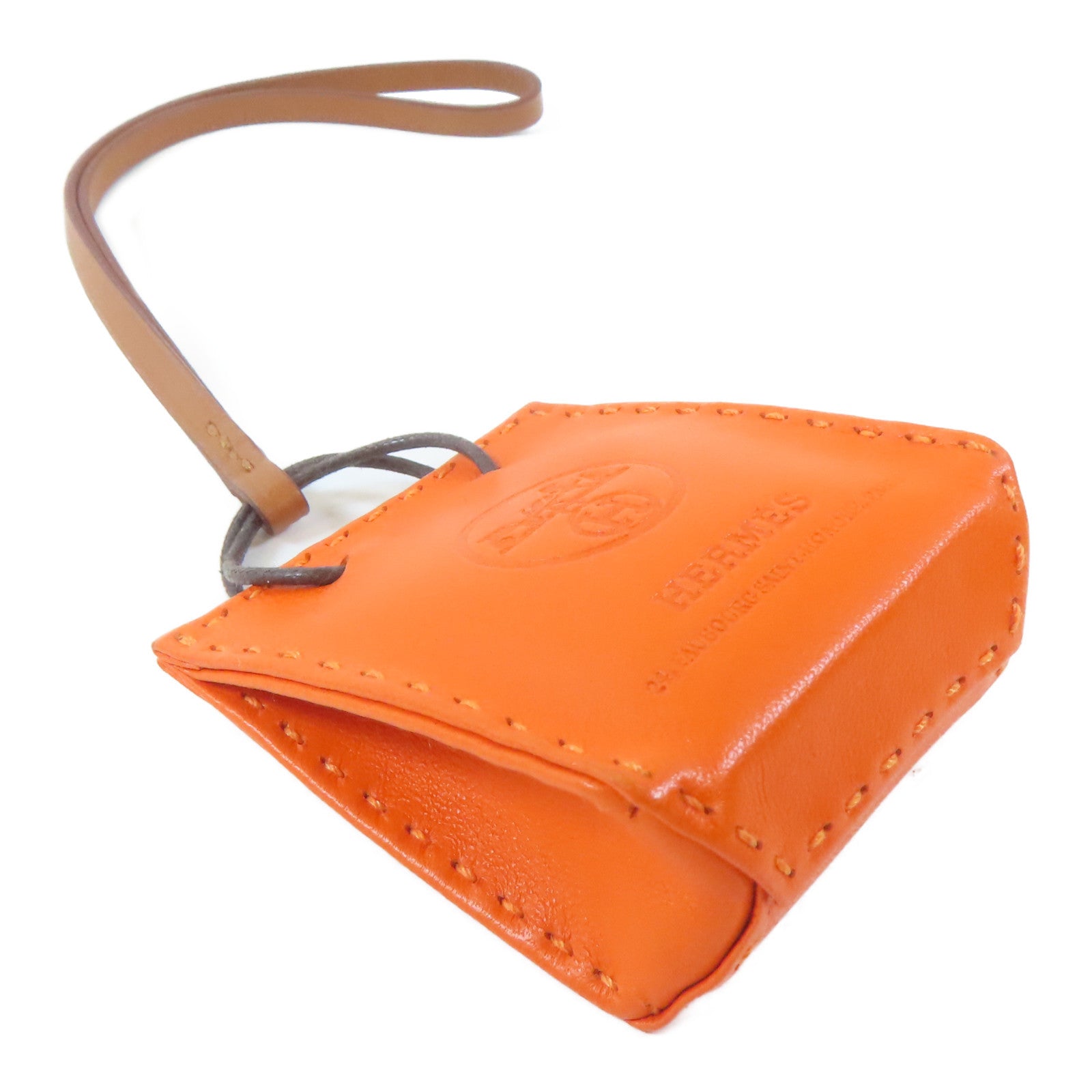 HERMES Swift皮革Charm掛飾橙色