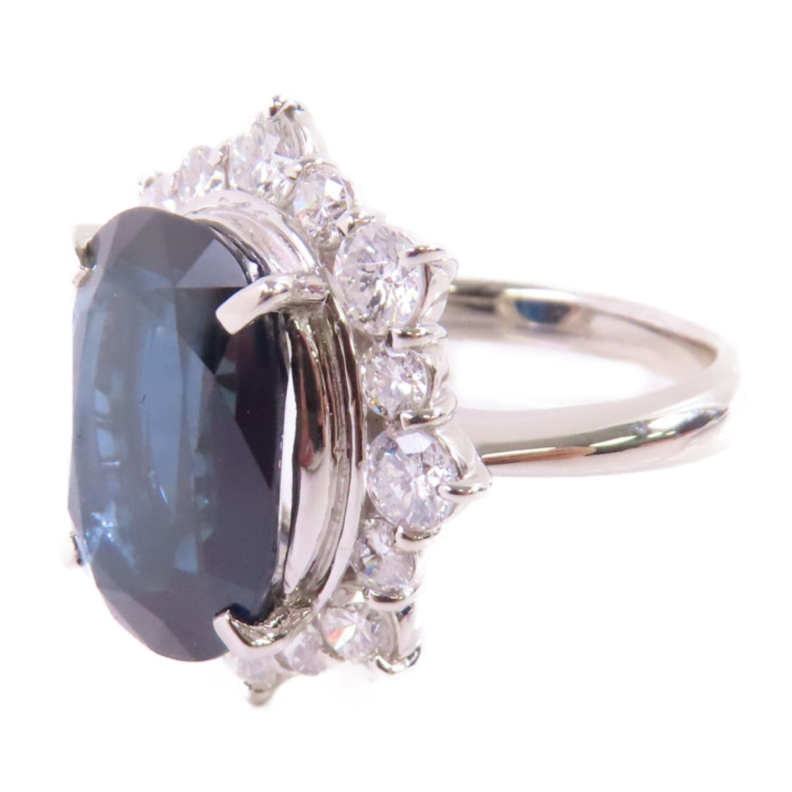 JEWELRY PT900鉑金/9.164ct藍寶石/1.68ct鑽石Sapphire/Diamond Ring戒指US#6.5