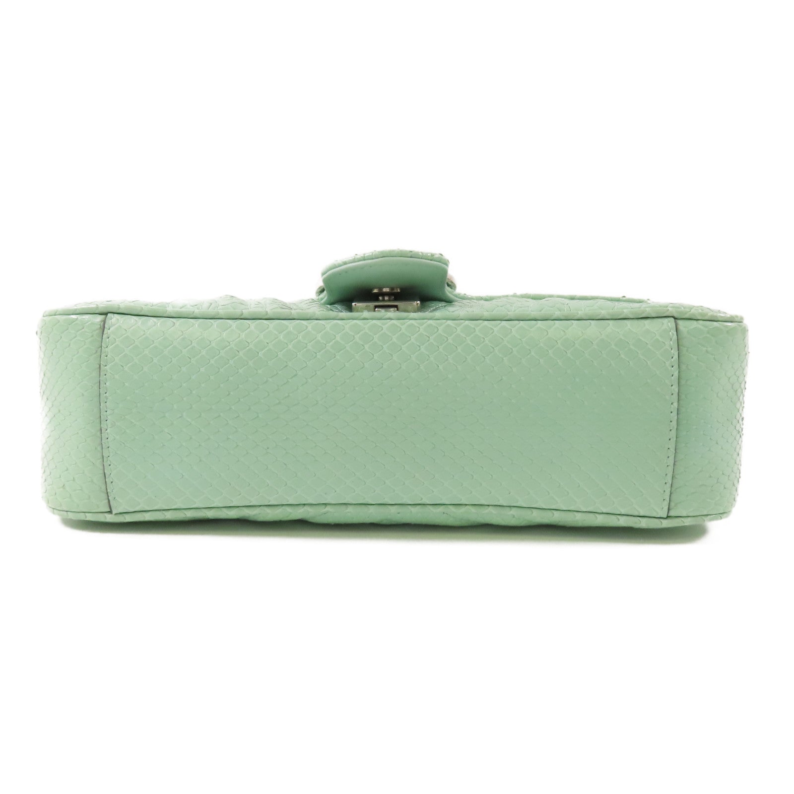 GUCCI 【激減優惠】蛇皮皮革GG Marmont銀扣鏈帶手挽肩背兩用袋