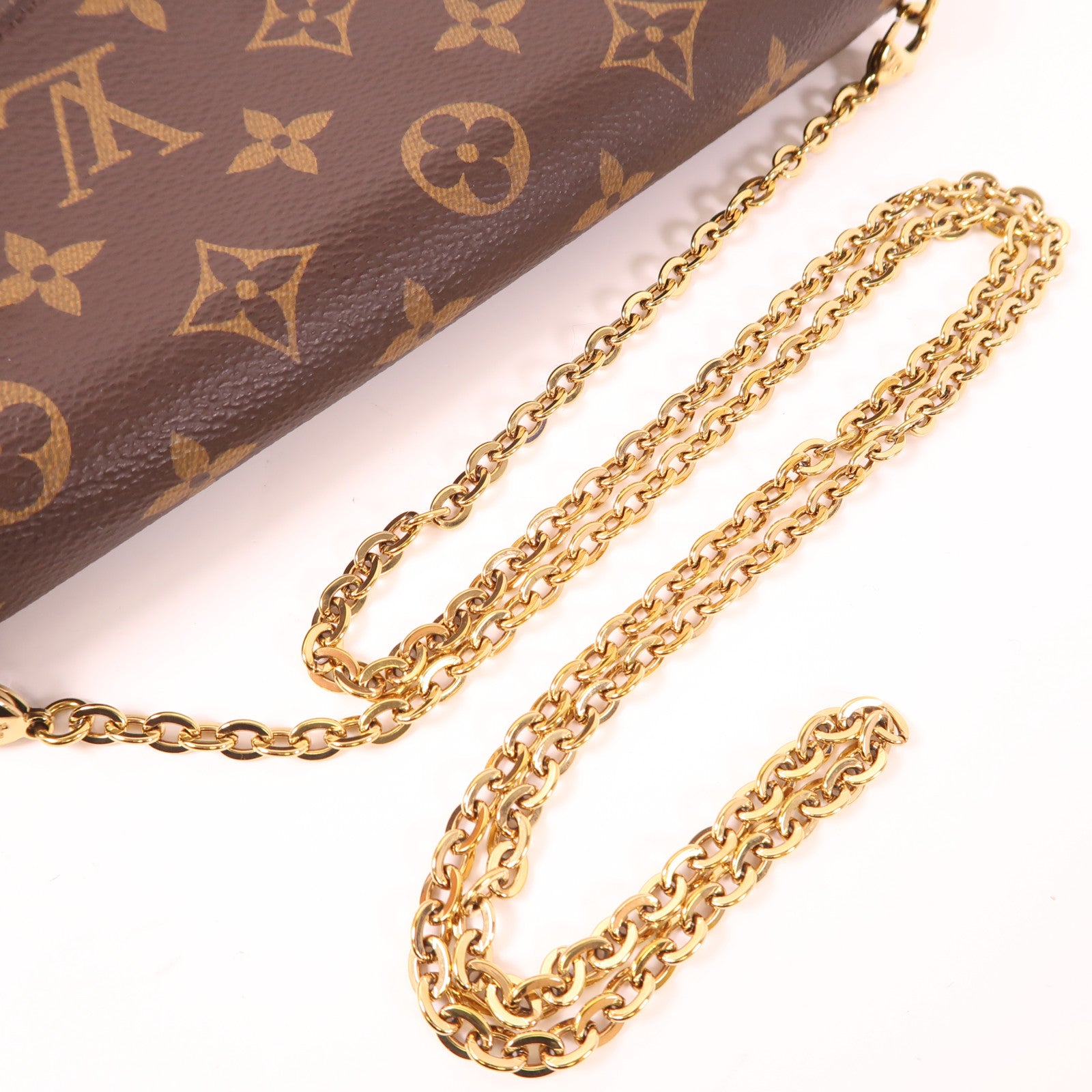 LOUIS VUITTON Monogram Felicie Pochette金扣鏈帶肩背袋