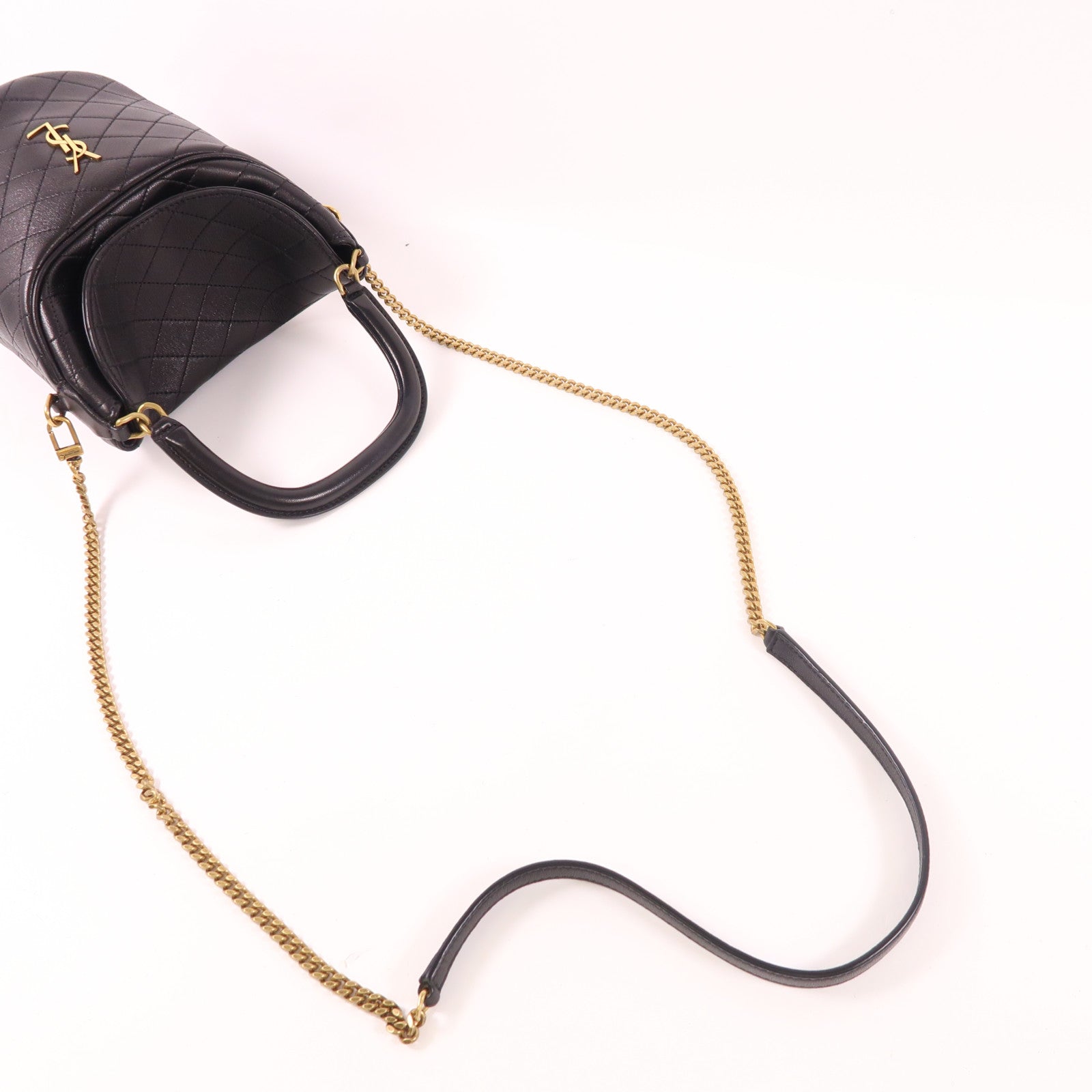 SAINT LAURENT 牛皮皮革GABY Bucket Bag金扣手挽肩背兩用袋