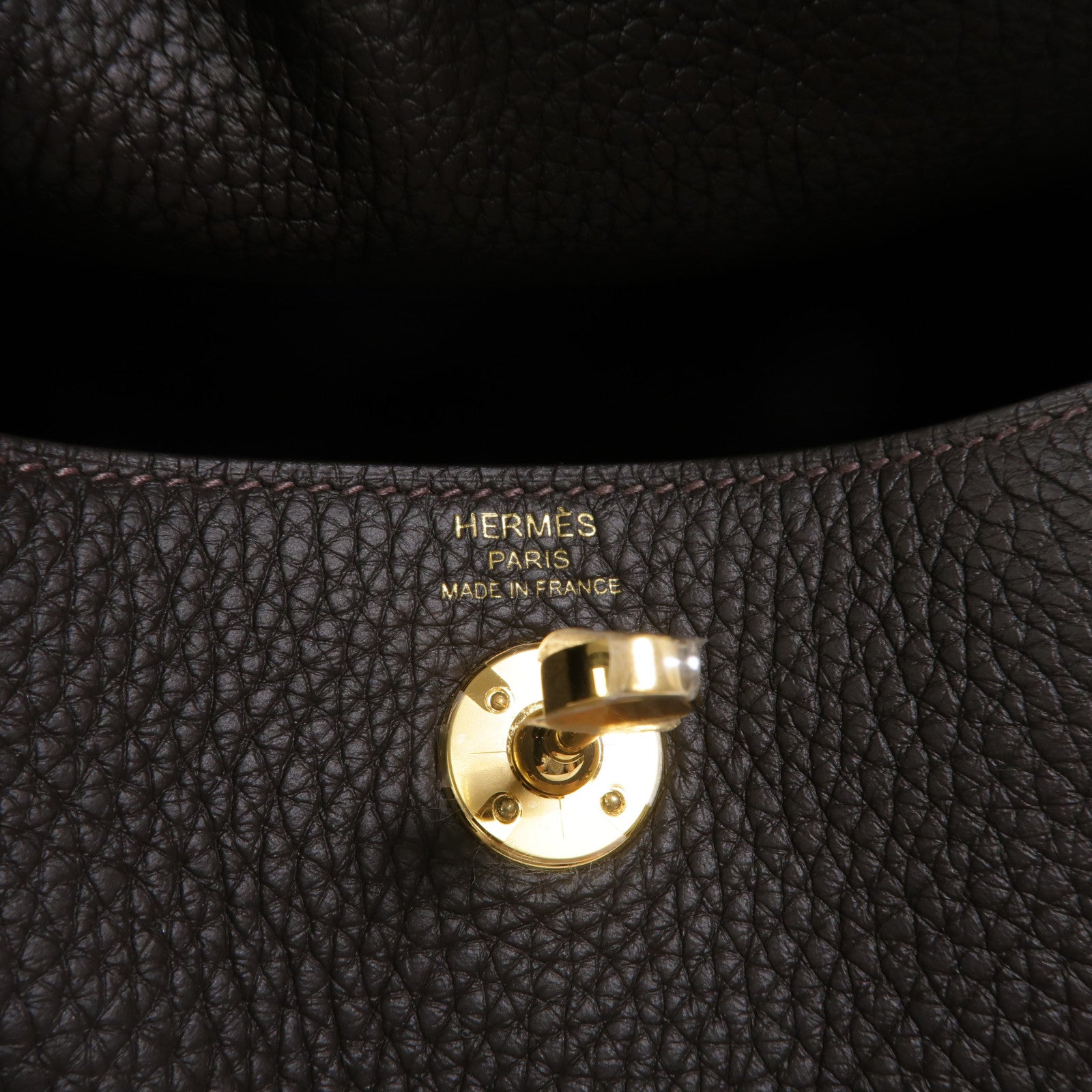 HERMES Clemence皮革Mini Lindy金扣手挽肩背兩用袋Bai Brun