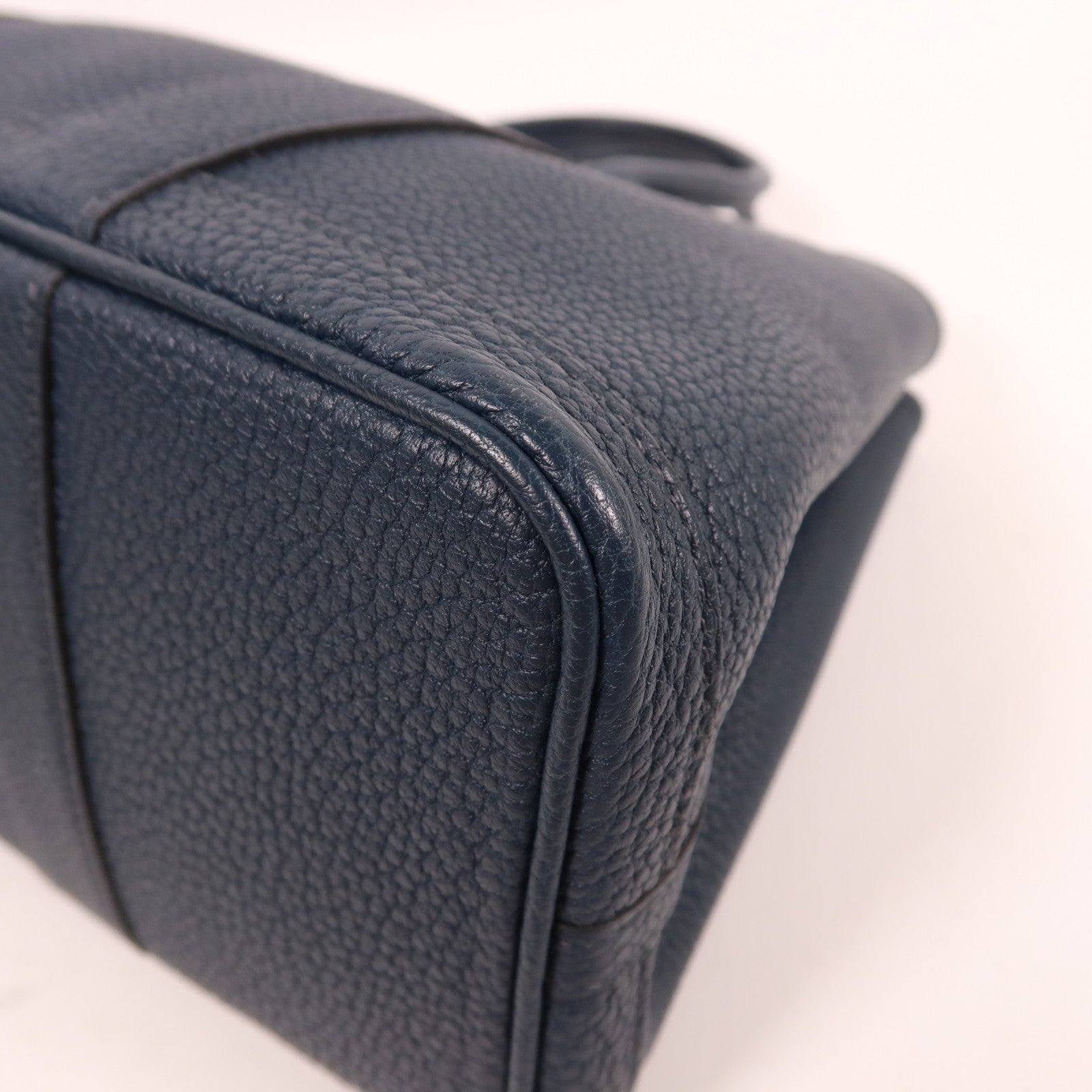 HERMES Negonda皮革Garden Party TPM銀扣手挽袋Bleu De Prusse