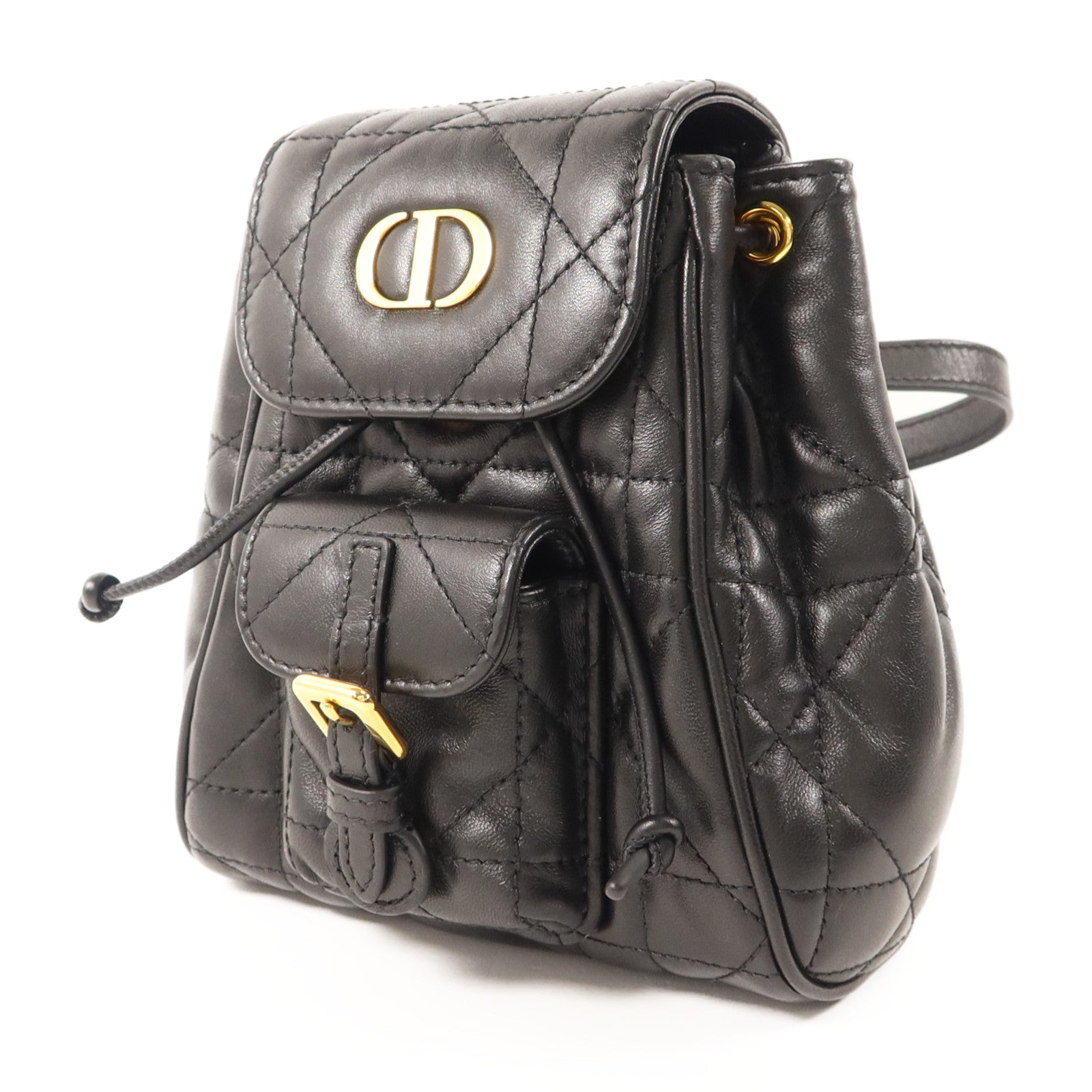 Dior 【激減優惠】羊皮皮革Caro Nano Backpack金扣背包