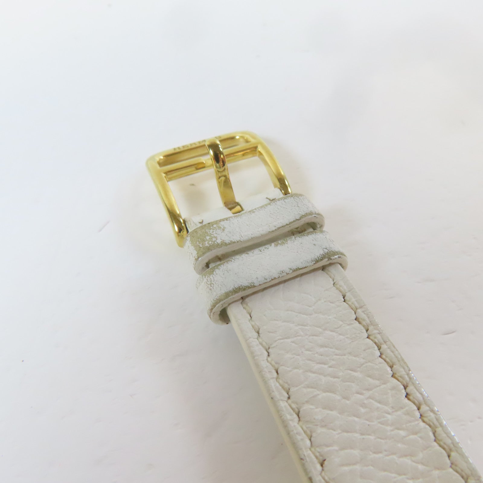 HERMES 【激減優惠】皮革帶/不鏽鋼Heure H Watch金扣手錶石英機芯白色