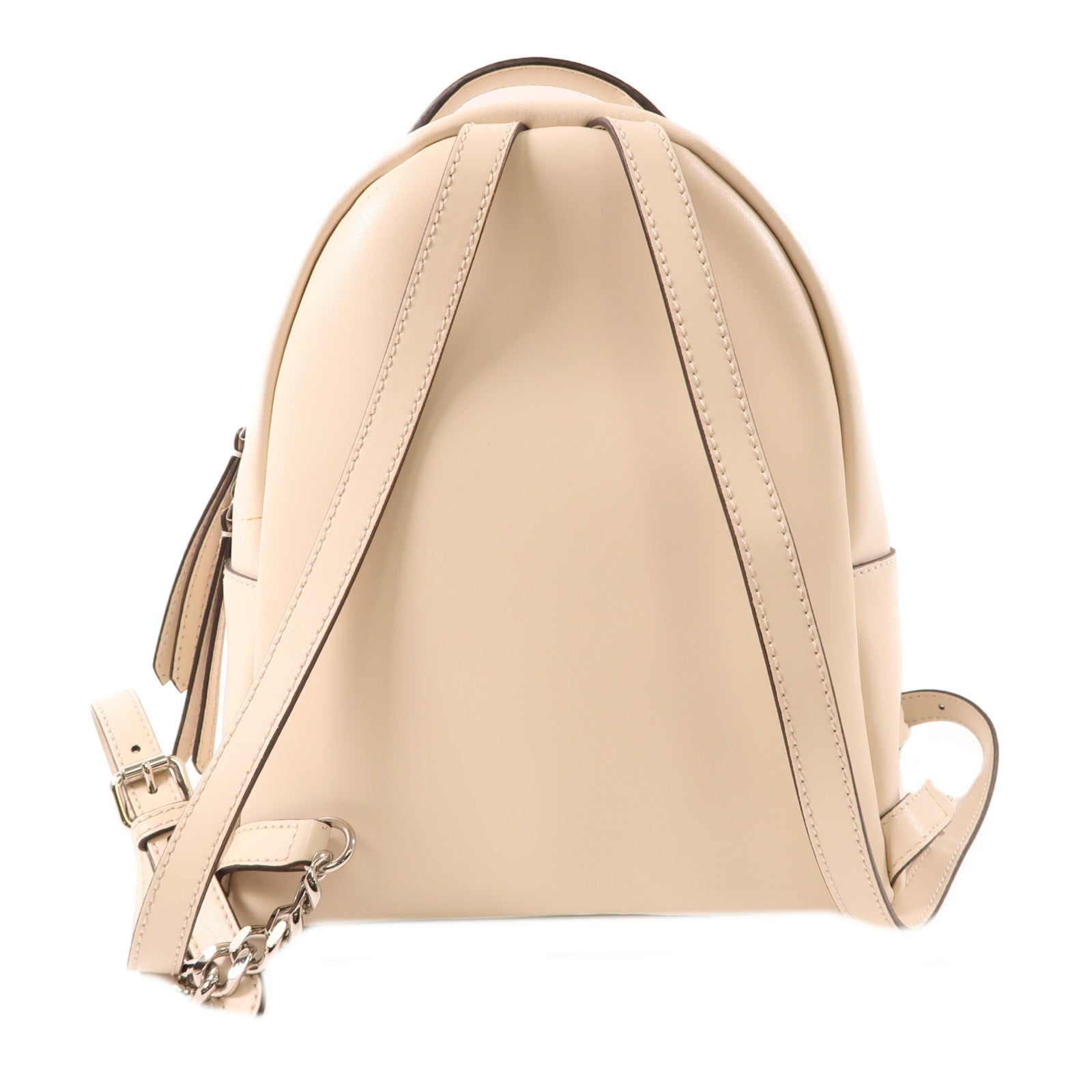FENDI 羊皮皮革Backpack銀扣背包米色