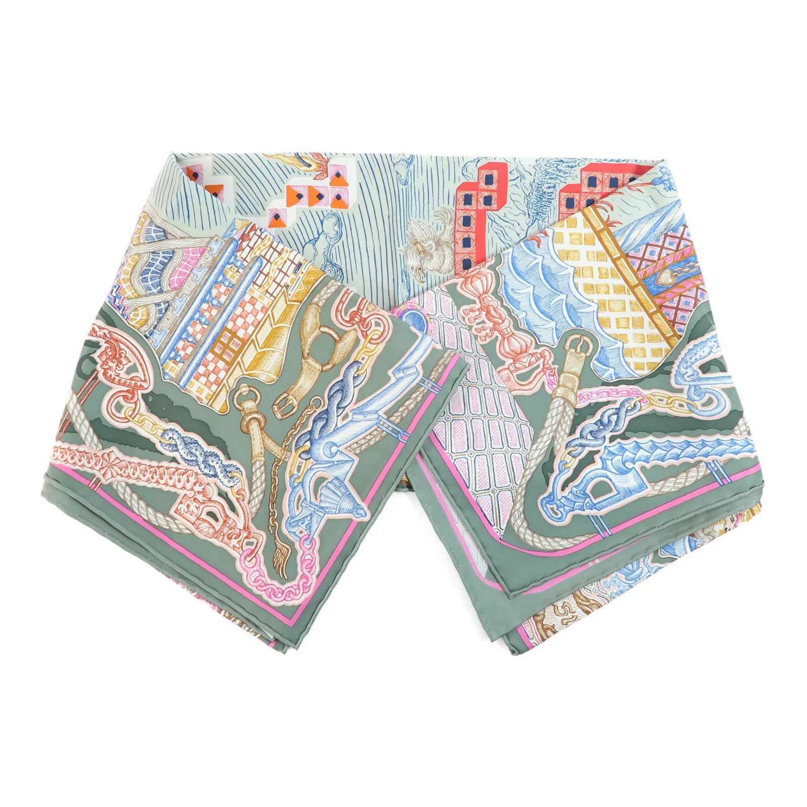 HERMES Scarf 90X90 Silk Multicolor